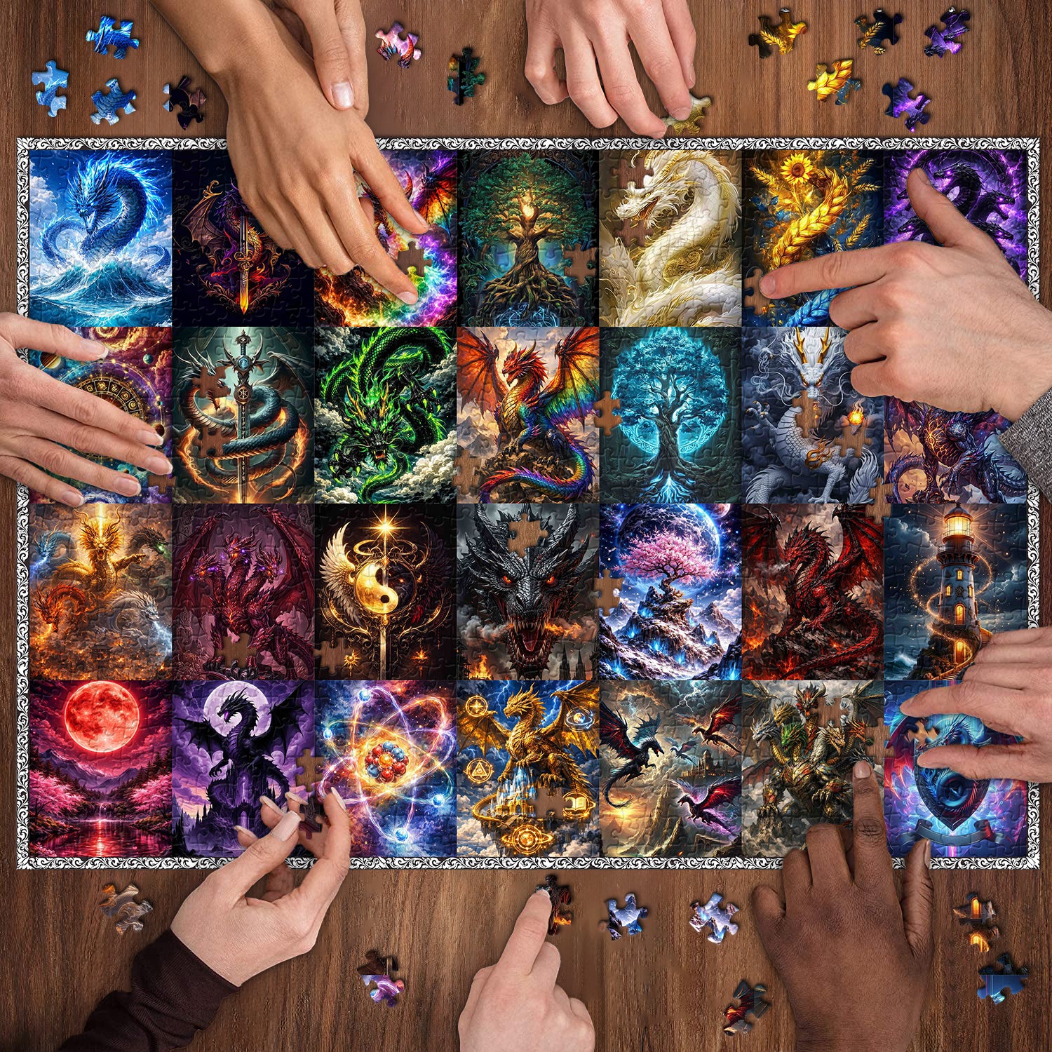 Elemental Dragon Collage Puzzle 1000 Teile