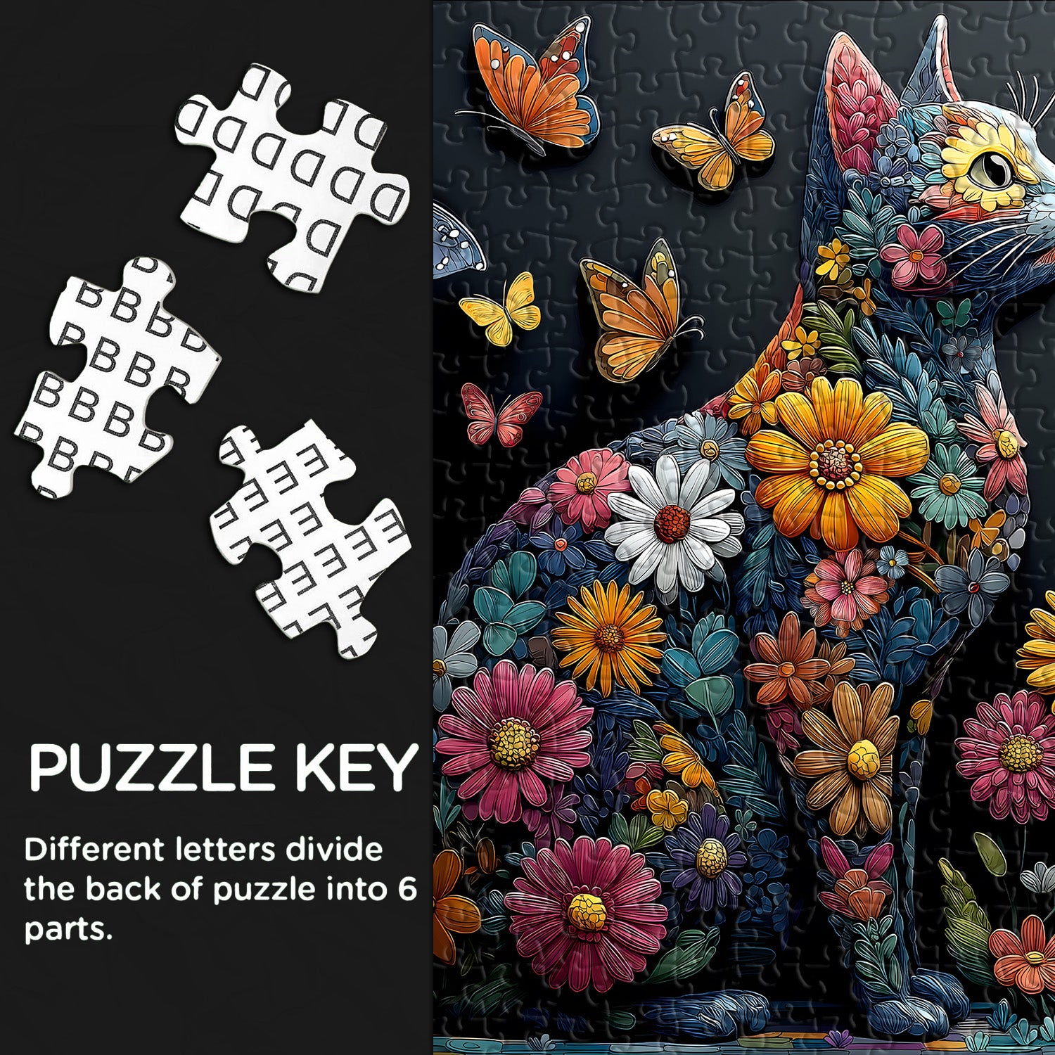 Butterfly Floral Feline Jigsaw Puzzle 1000 Pieces