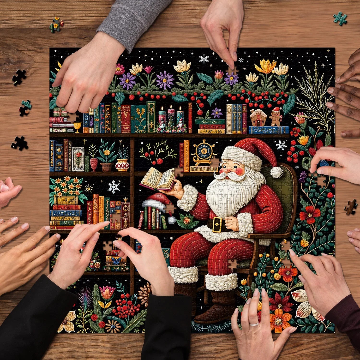Der Garten des Weihnachtsmanns liest Jigsaw Puzzle 1000 Stücke