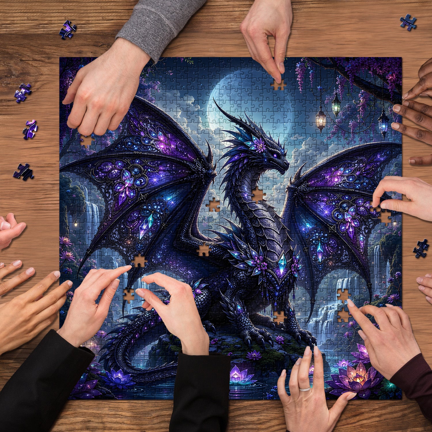 Lila Fantasy-Drachen-Puzzle, 1000 Teile