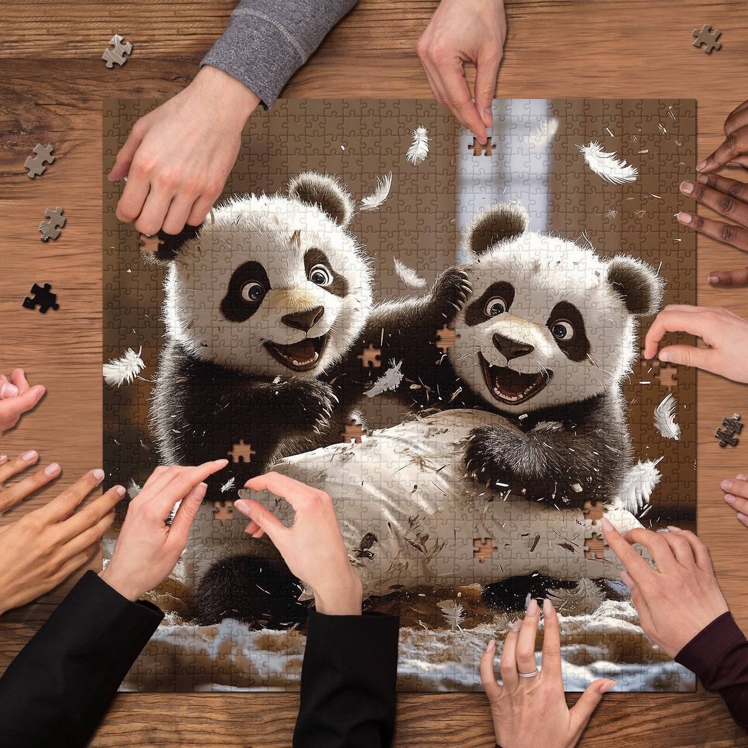 Freudiger Panda-Streich-Puzzle, 1000 Teile