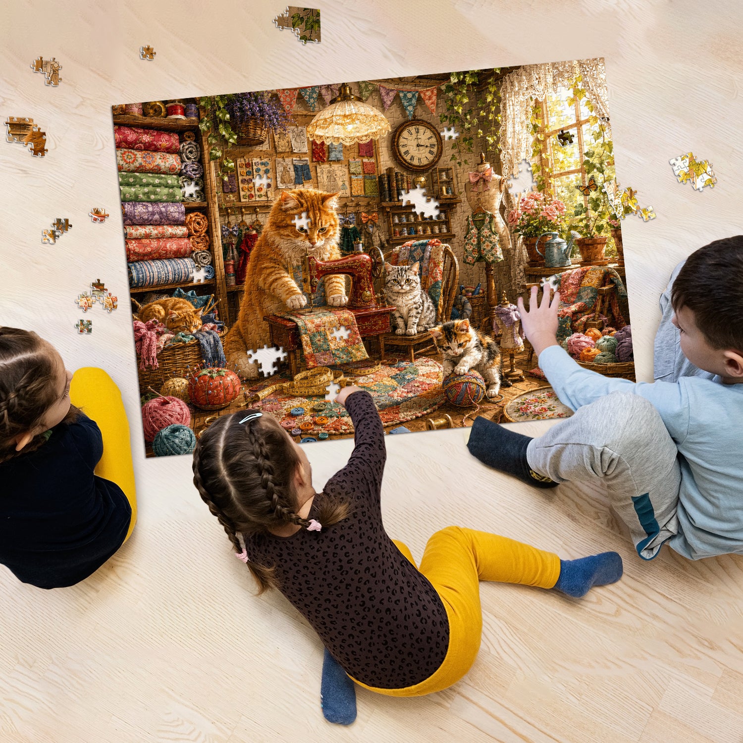 Sewing Cat Cottage Jigsaw Puzzle 1000 Pieces