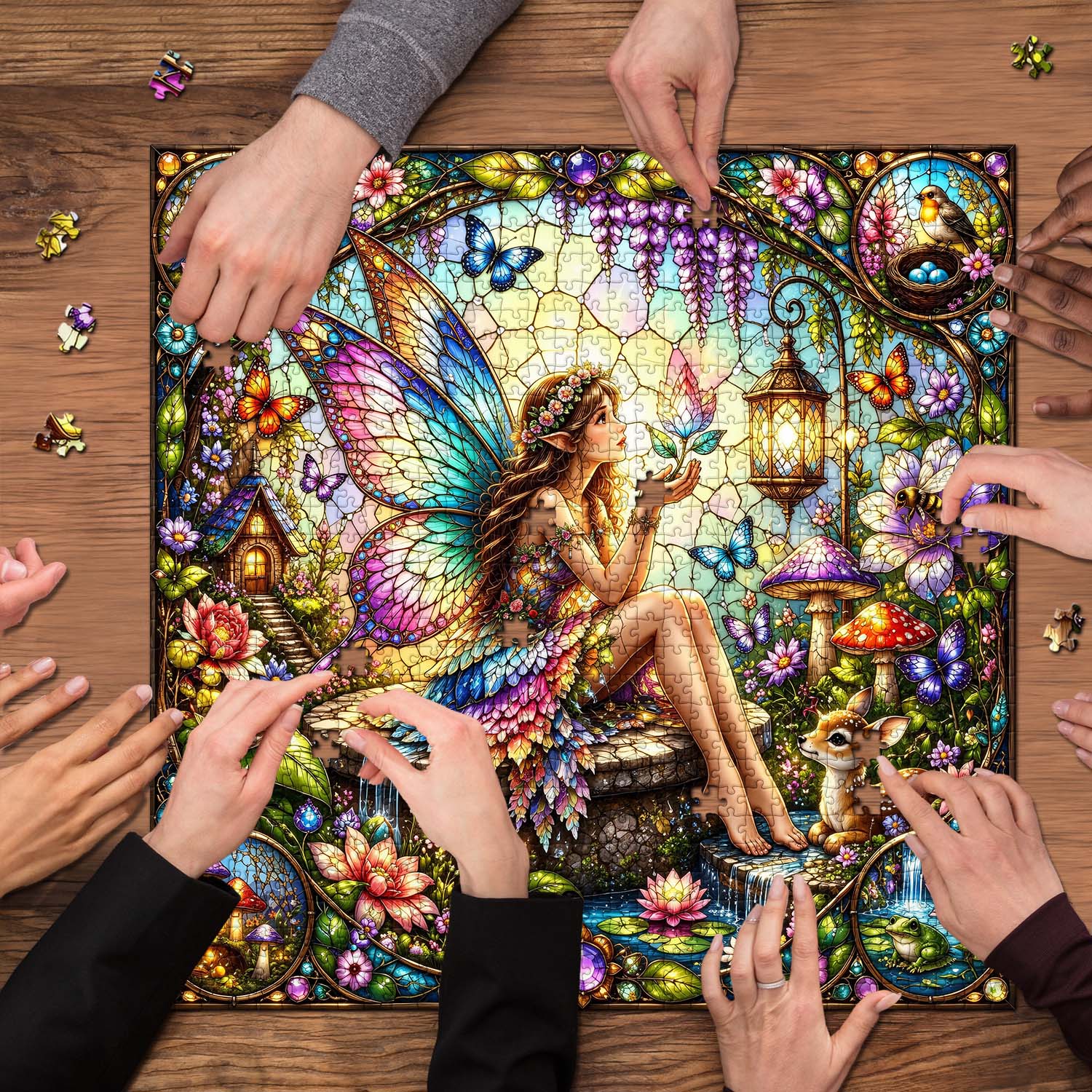 Buntglas-Feen-Puzzle, 1000 Teile