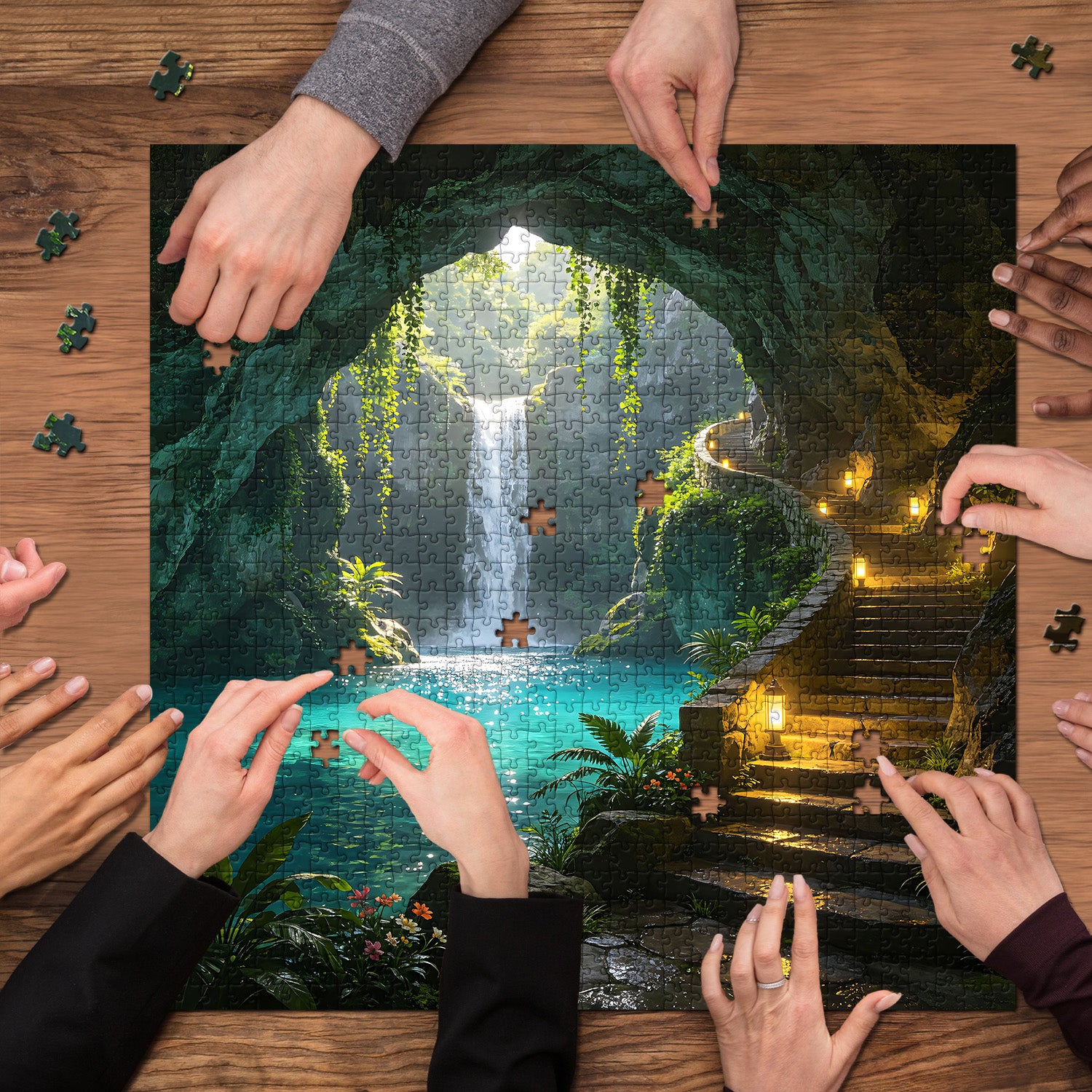 Türkisfarbenes Pool-Grotto-Puzzle, 1000 Teile