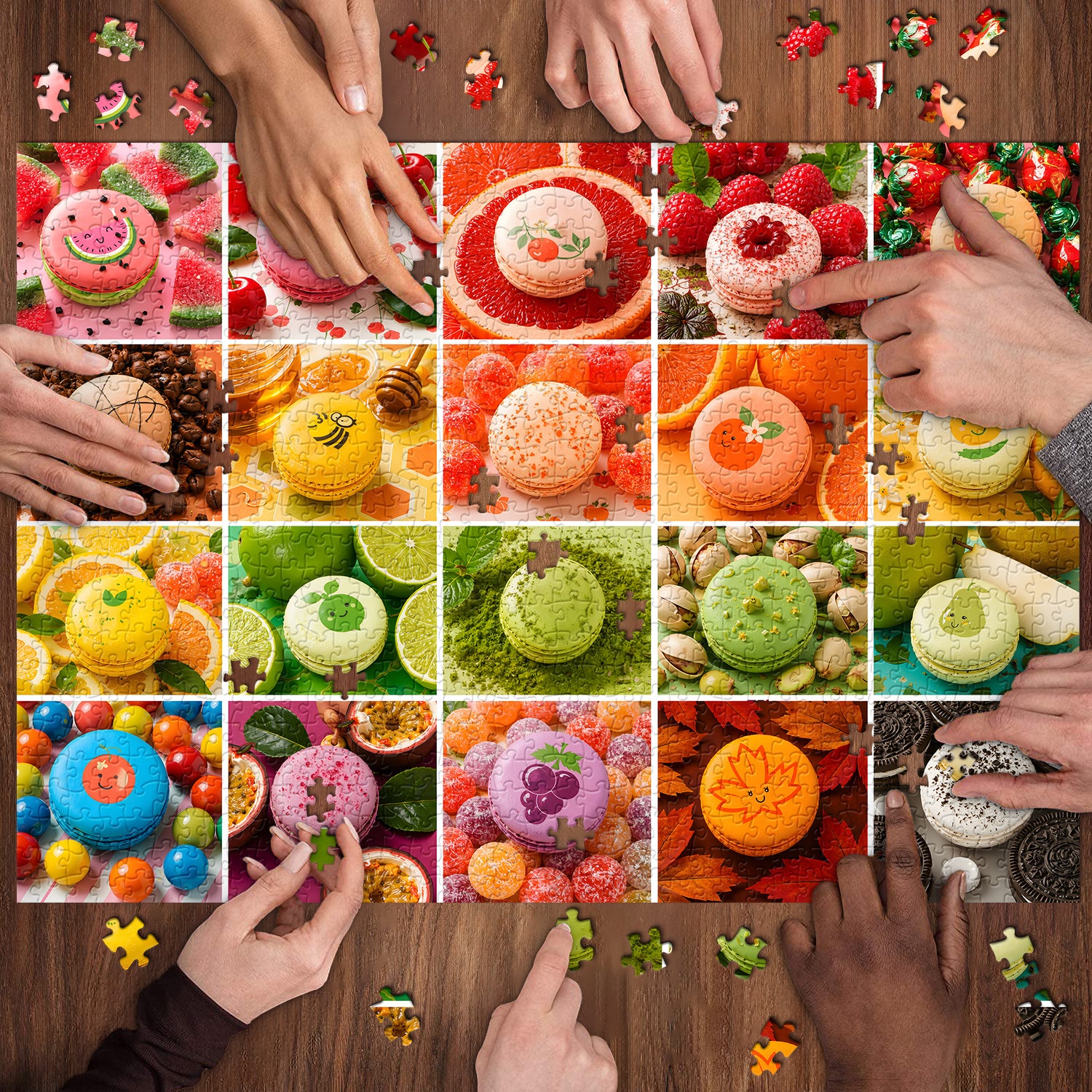 Buntes Macaron-Dessert-Puzzle, 1000 Teile