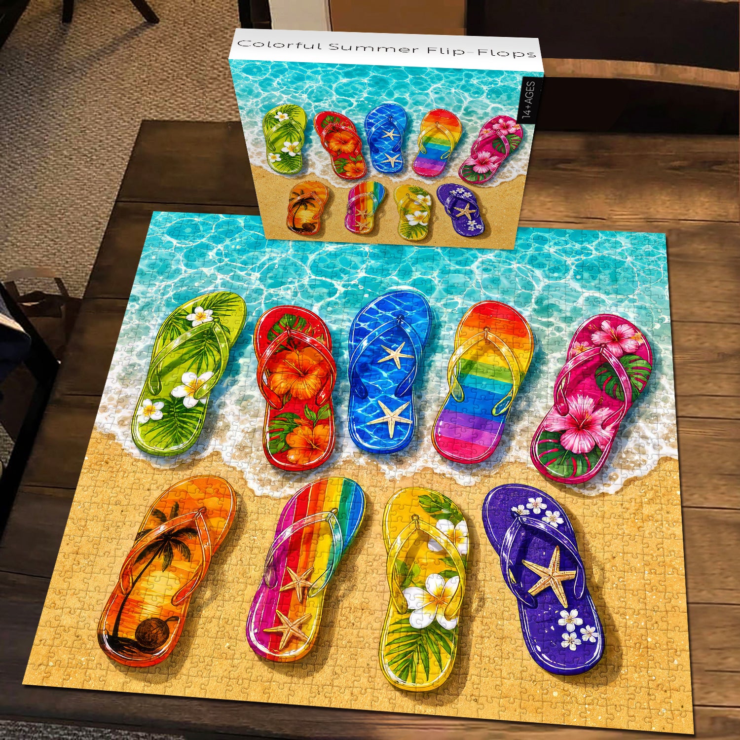 Buntes Sommer-Flip-Flops-Puzzle 1000 Teile