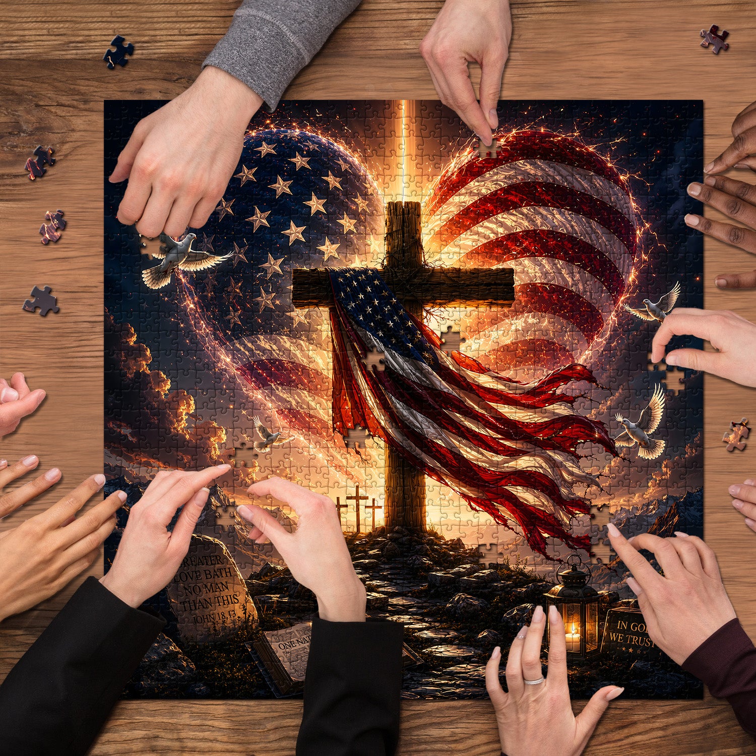 Kreuz- und Herzflaggen-Puzzle, 1000 Teile