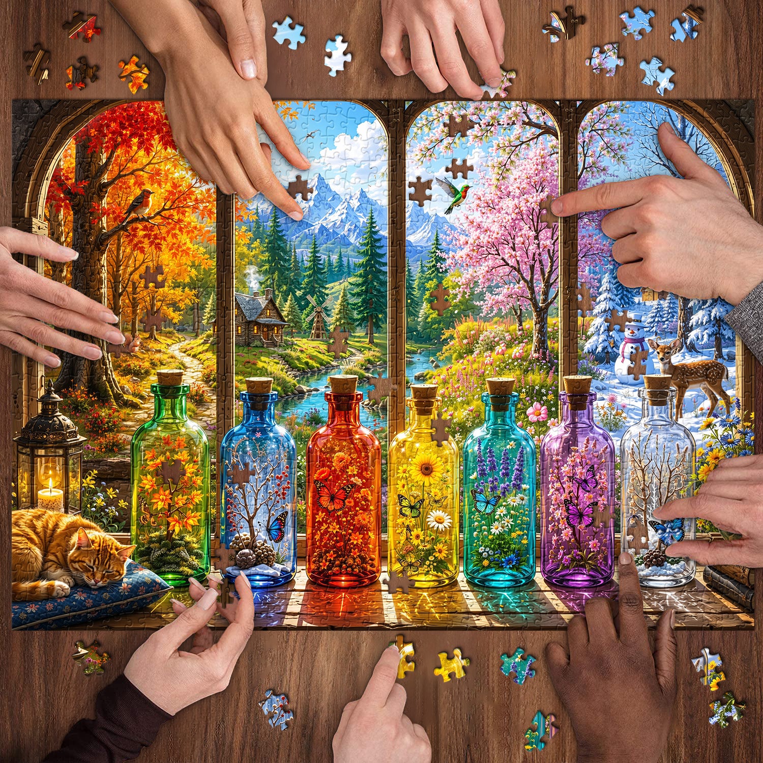 Seasons on the Sill Jigsaw Puzzle 1000 Pieces