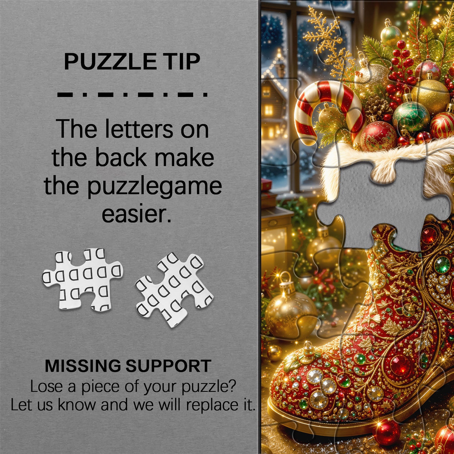 Festliches Weihnachtsmann-Stiefel-Puzzle, 1000 Teile