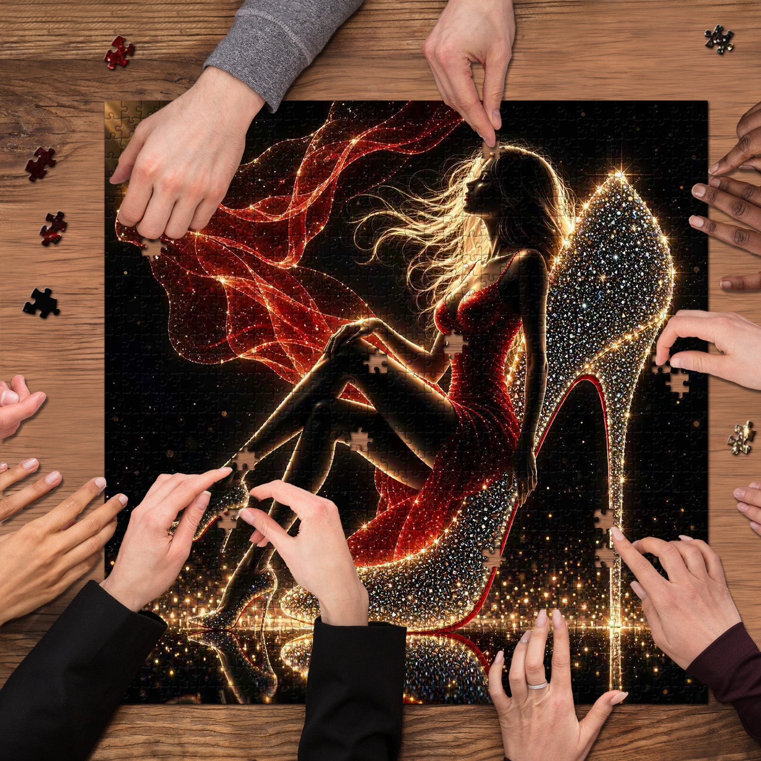 Red & Sparkle Night Jigsaw Puzzle 1000 Pieces