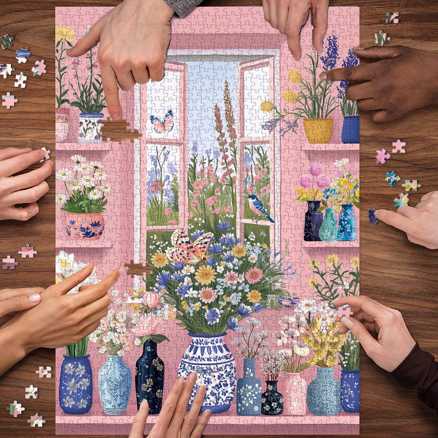 Blumenfenstergarten-Puzzle 1000 Teile