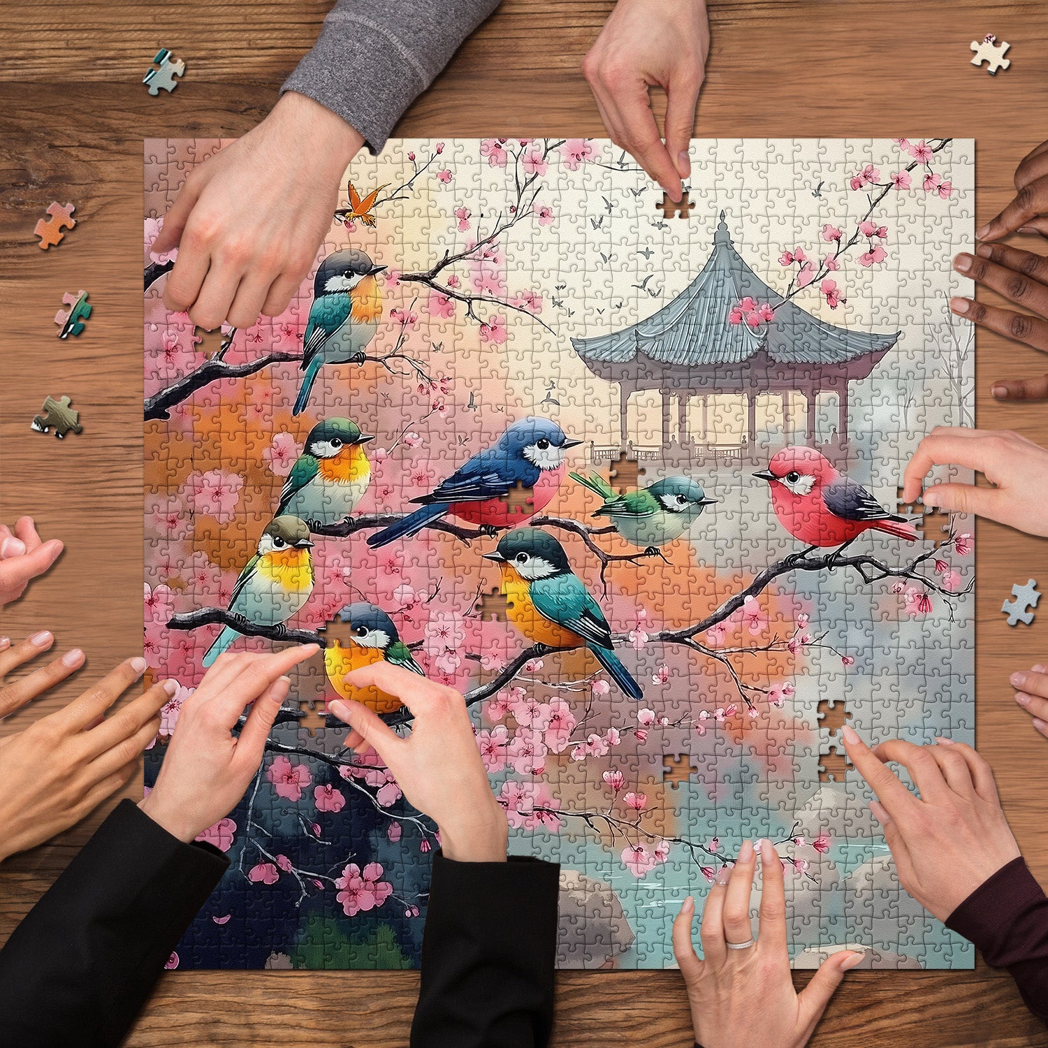 Cherry Blossom Birds Jigsaw Puzzle 1000 Pieces
