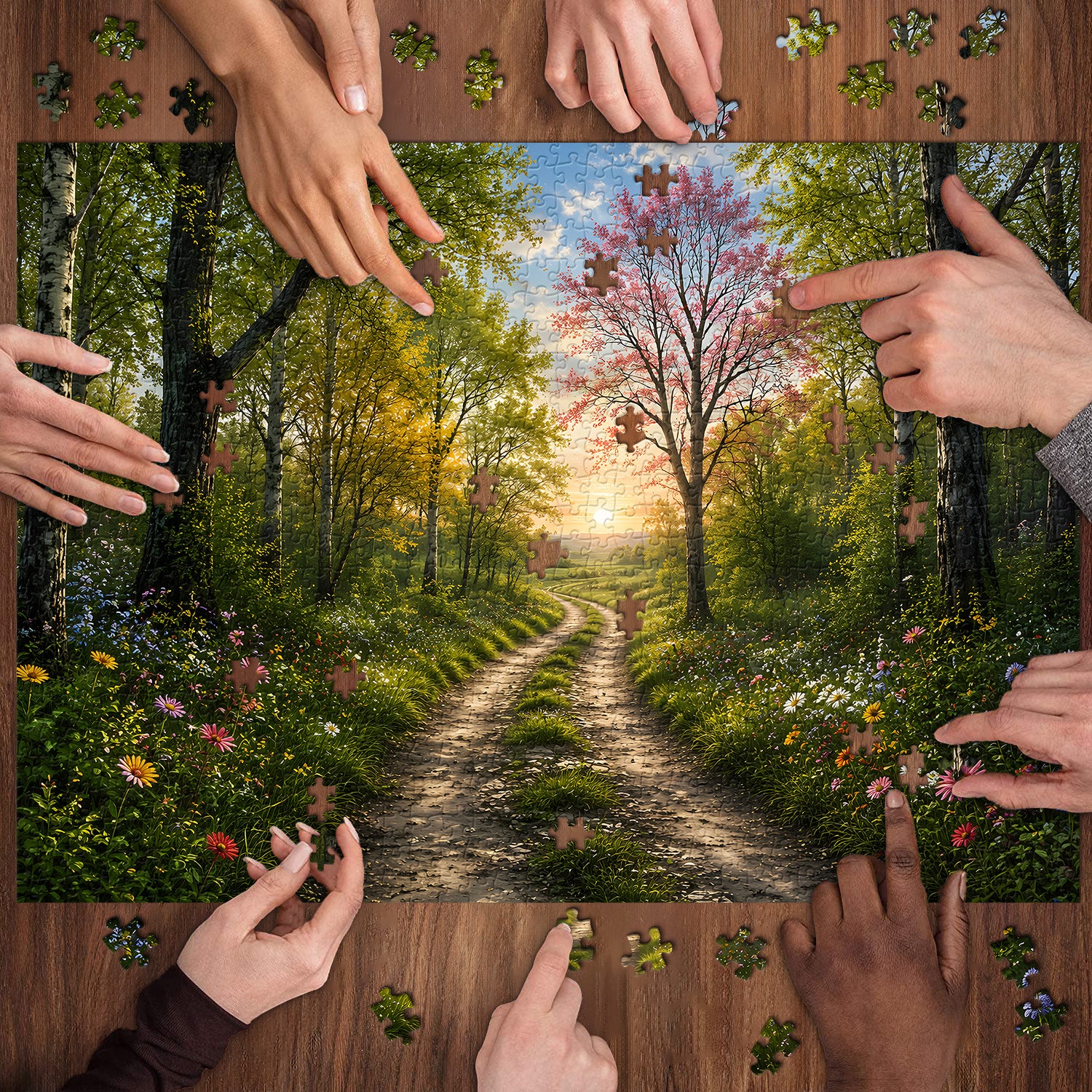 Sunlit Forest Path Jigsaw Puzzle 1000 Pieces