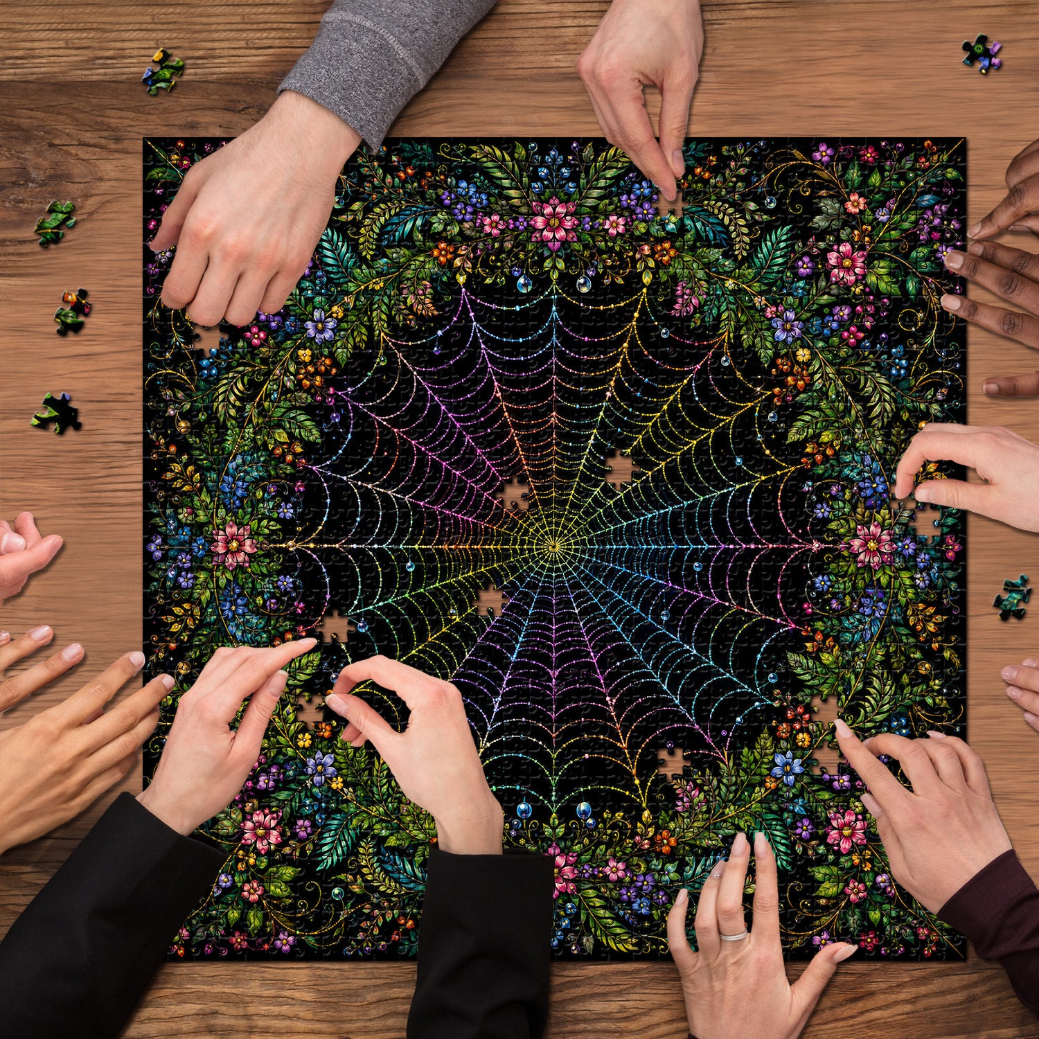 Blumenspinnennetz-Puzzle 1000 Teile