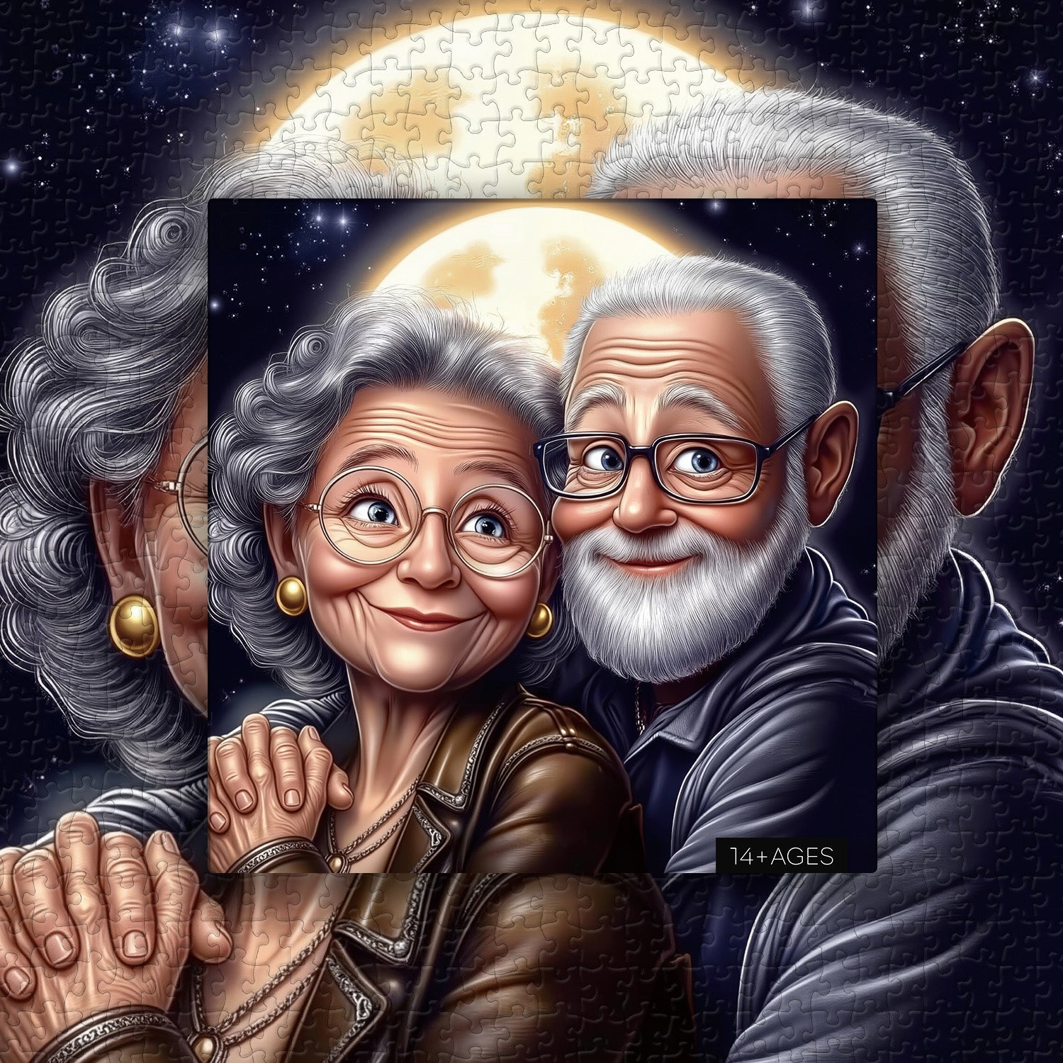 Silbernes Haar umarmt Puzzle 1000 Teile