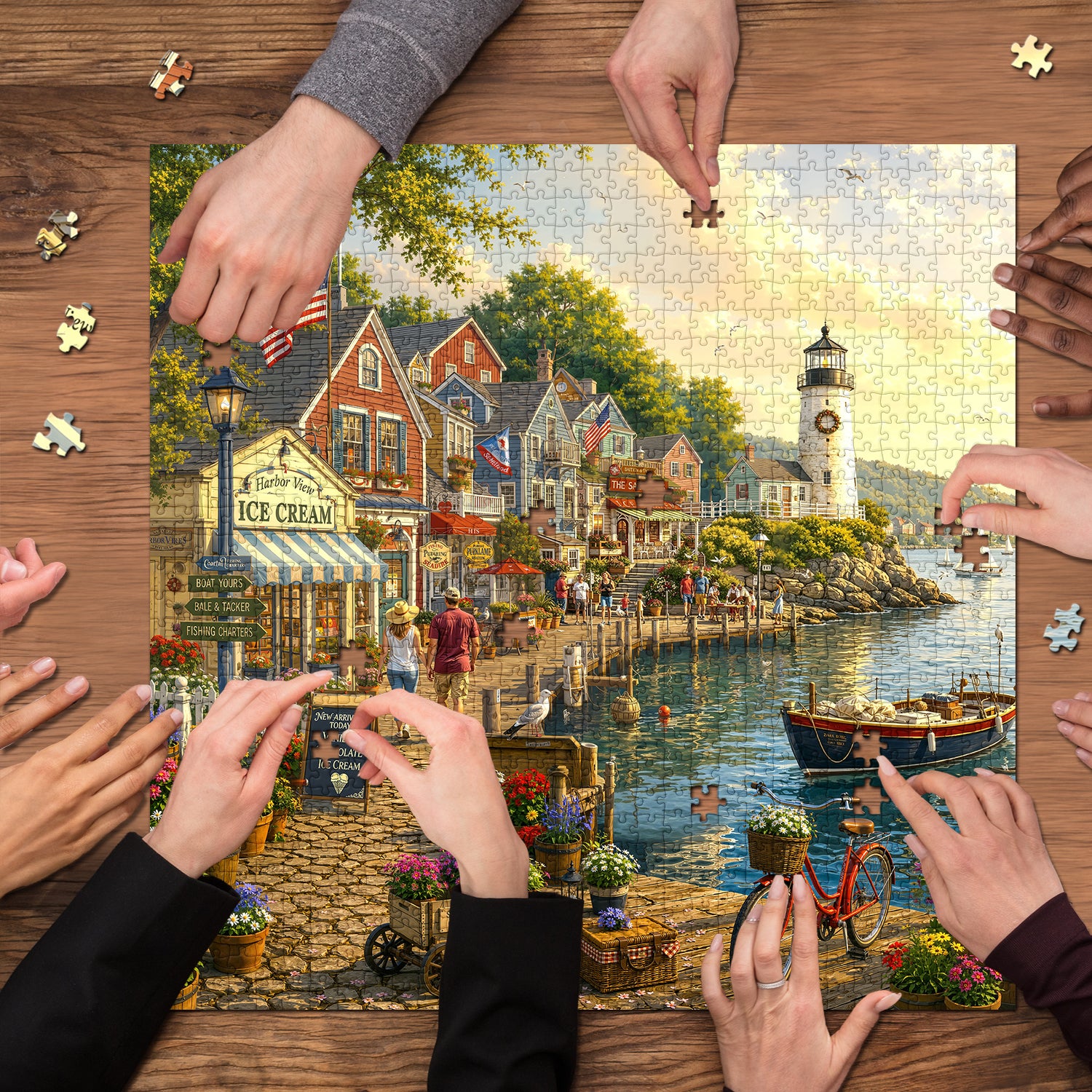 Village Harbor Jigsaw Puzzle 1000 Pieces
