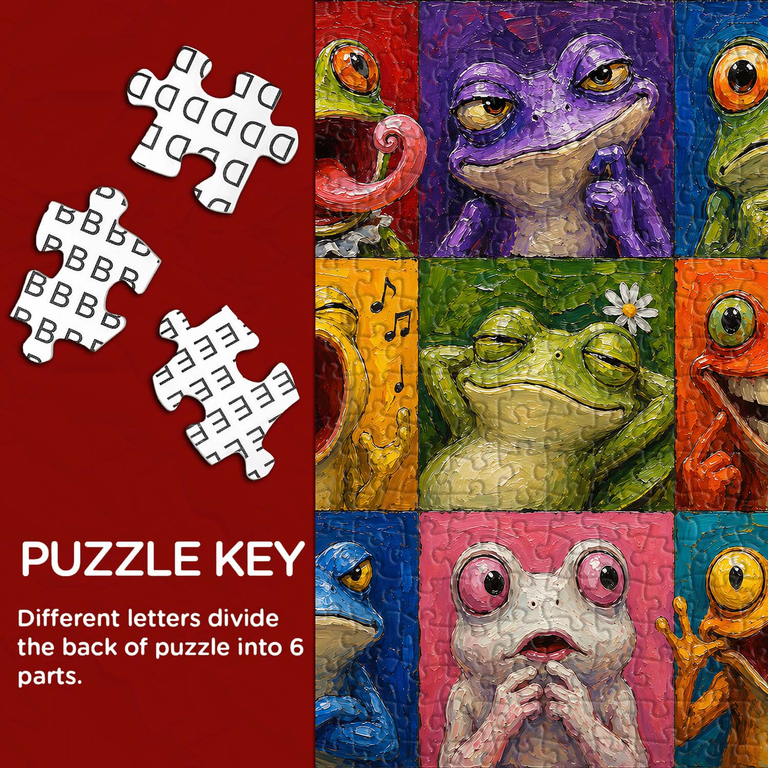 Bunte Froschgesichter Puzzle 1000 Teile