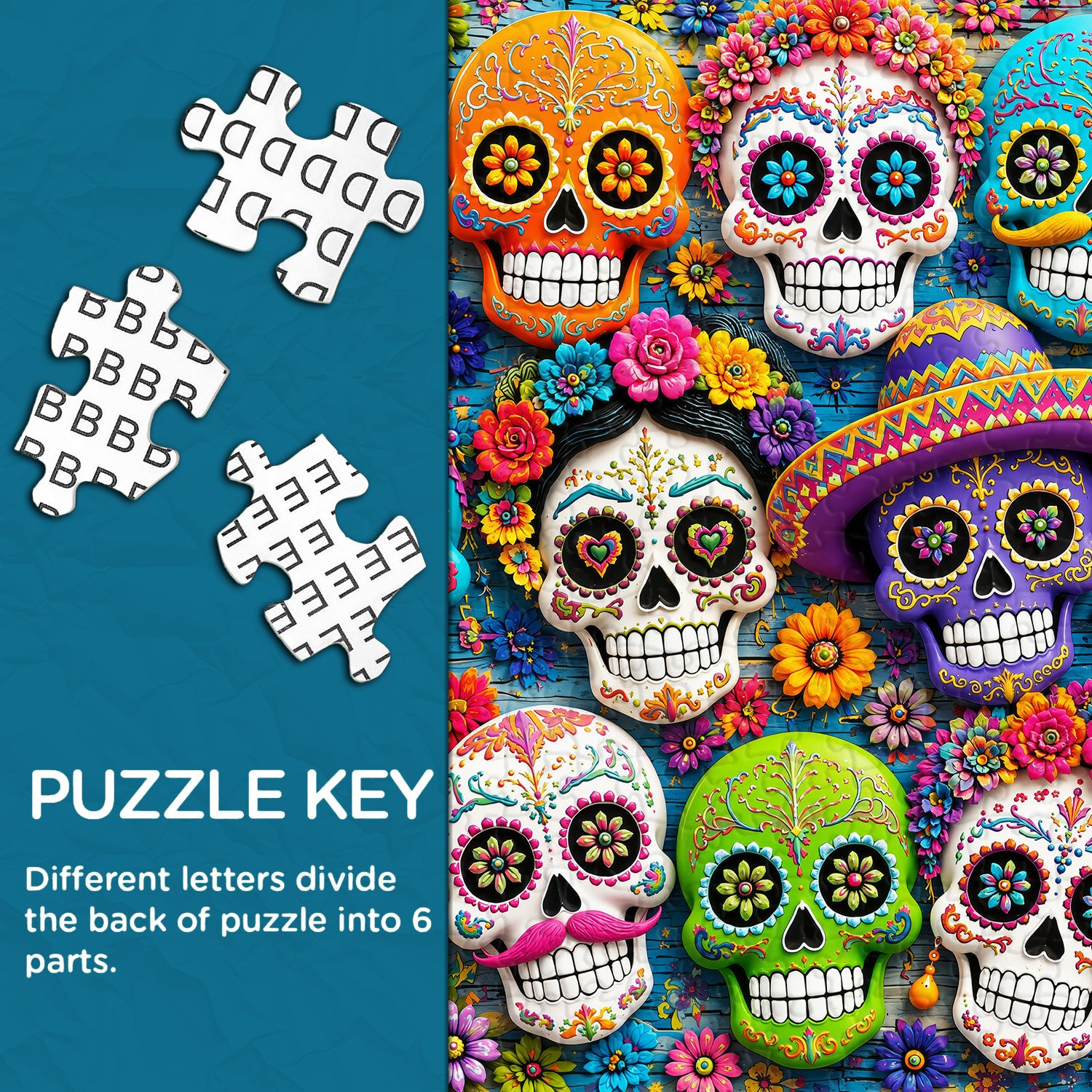 Buntes Zuckerschädel-Puzzle 1000 Teile