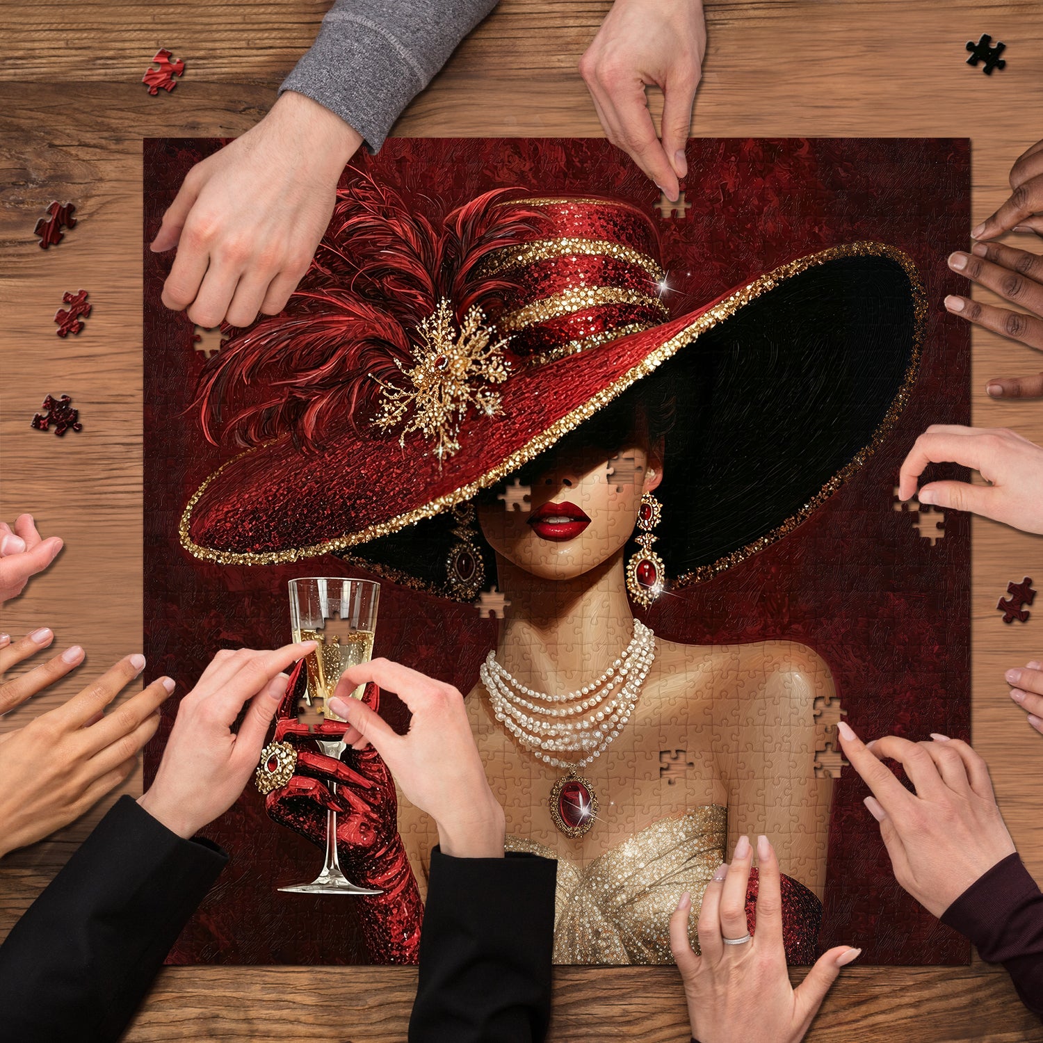 Vergoldetes Champagner-Puzzle, 1000 Teile