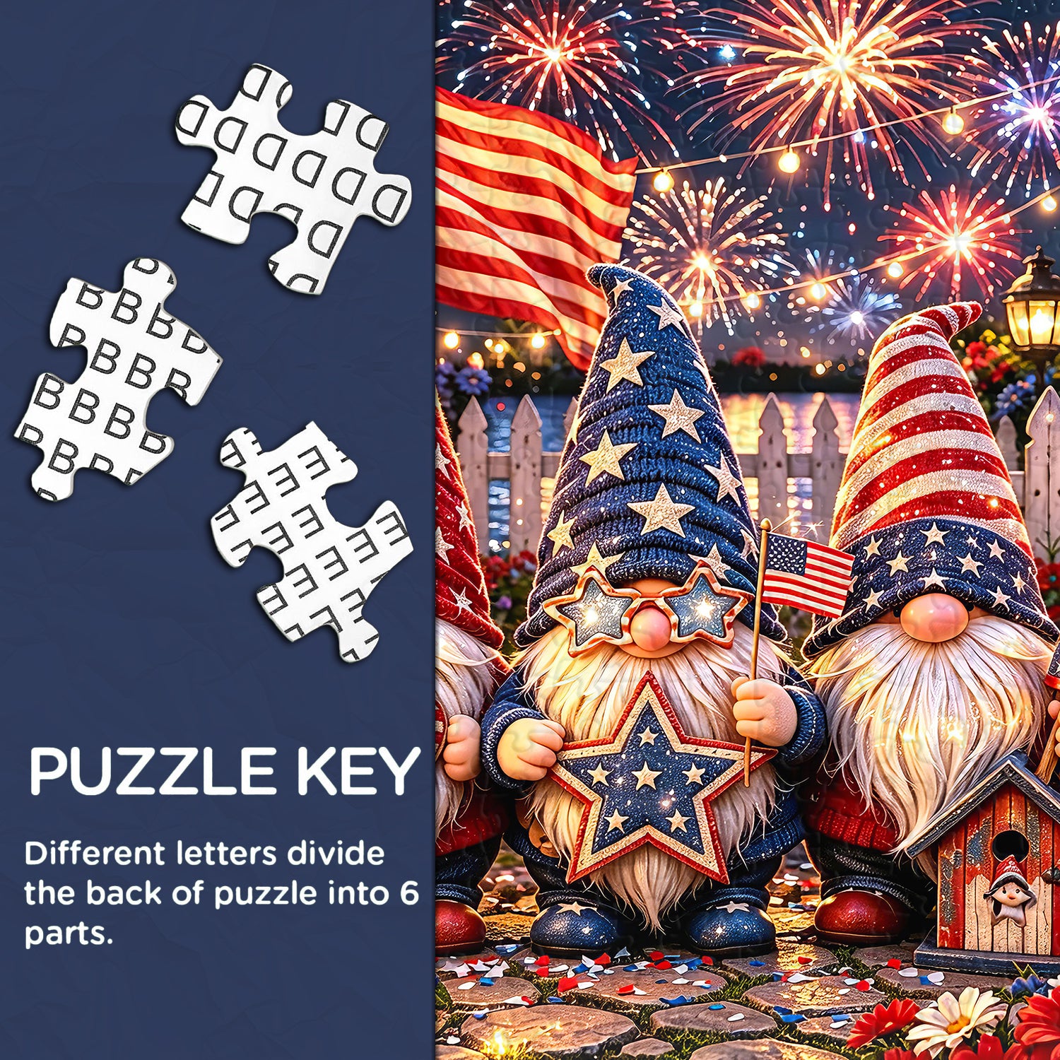 Firework & Flag Gnomes Jigsaw Puzzle 1000 Pieces
