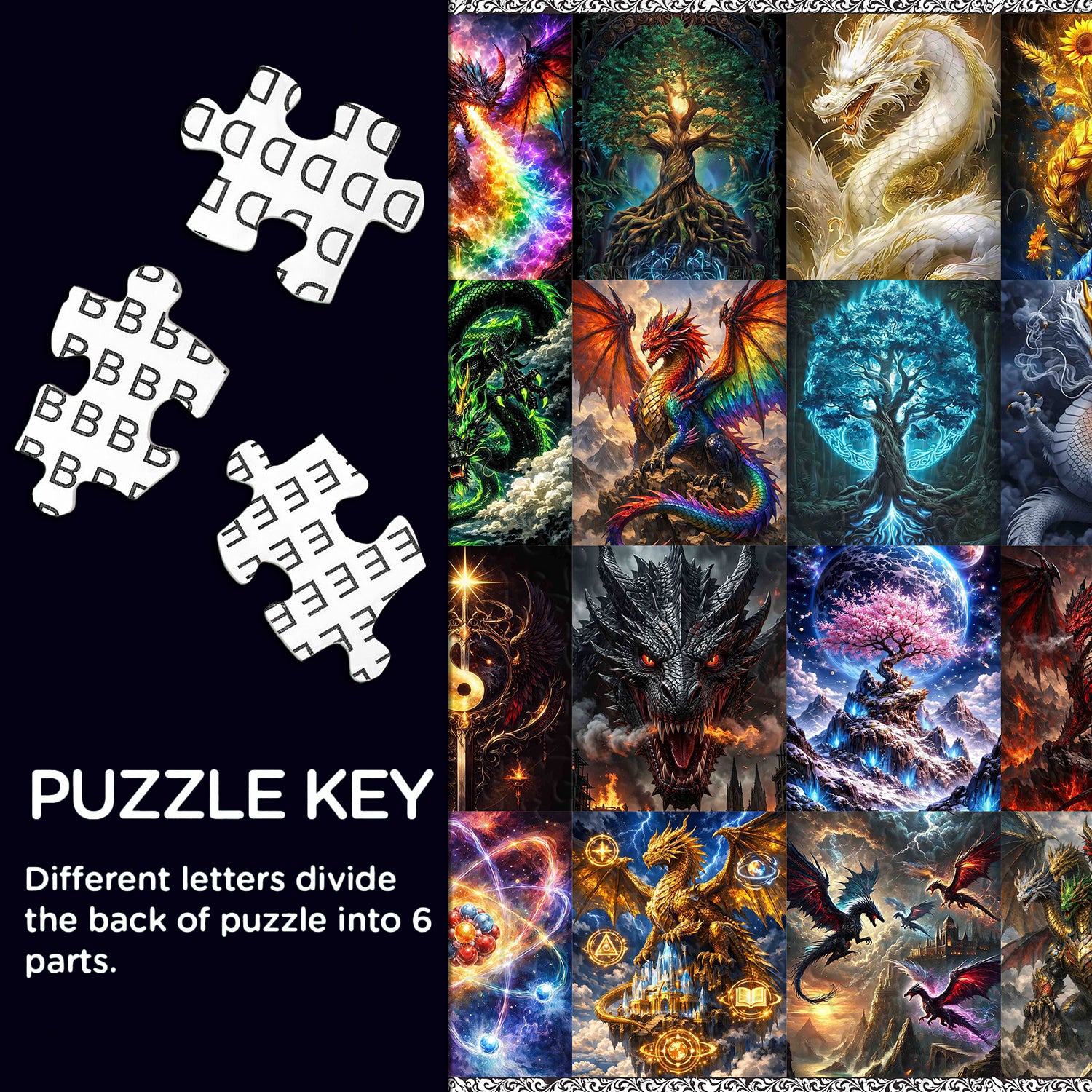 Elemental Dragon Collage Puzzle 1000 Teile