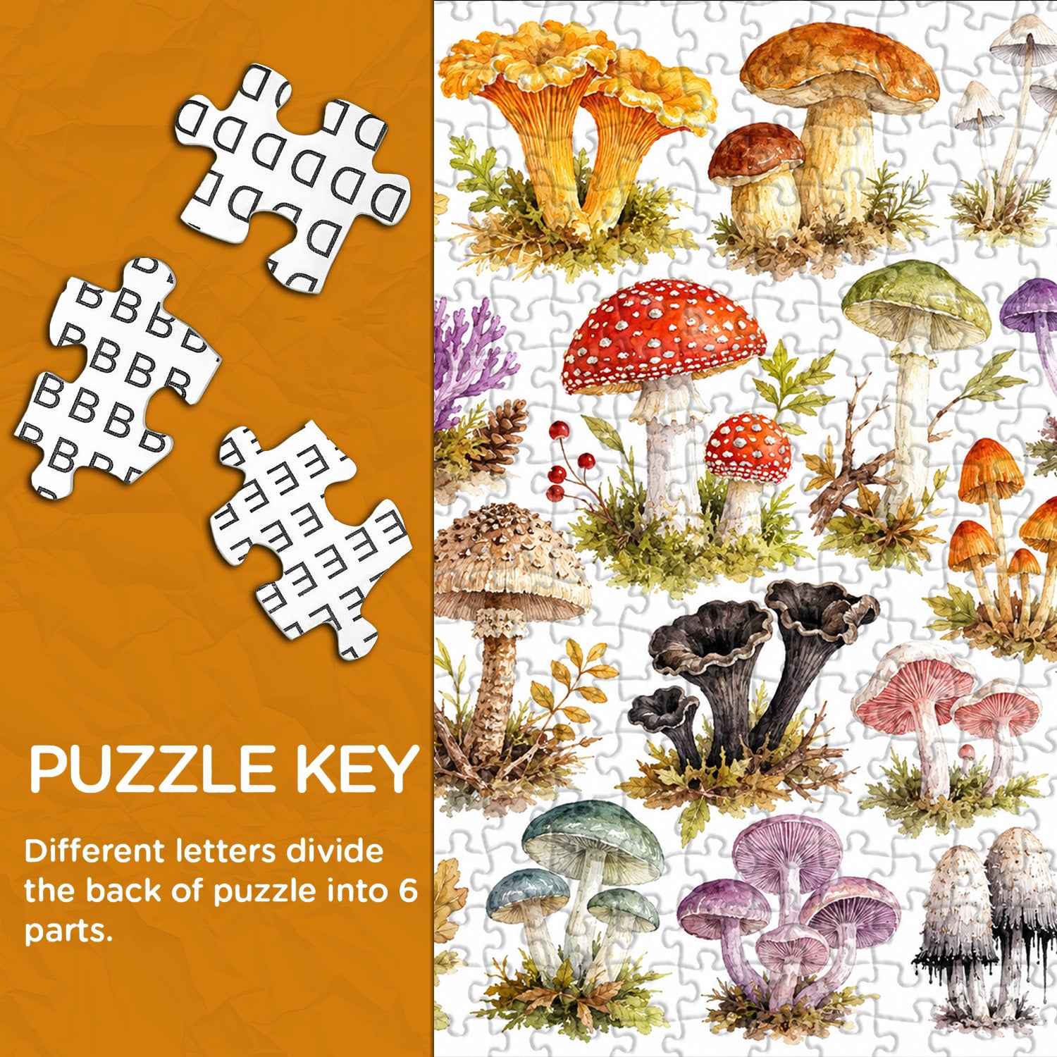 Watercolor Mushrooms Jigsaw Puzzle 1000 Pieces