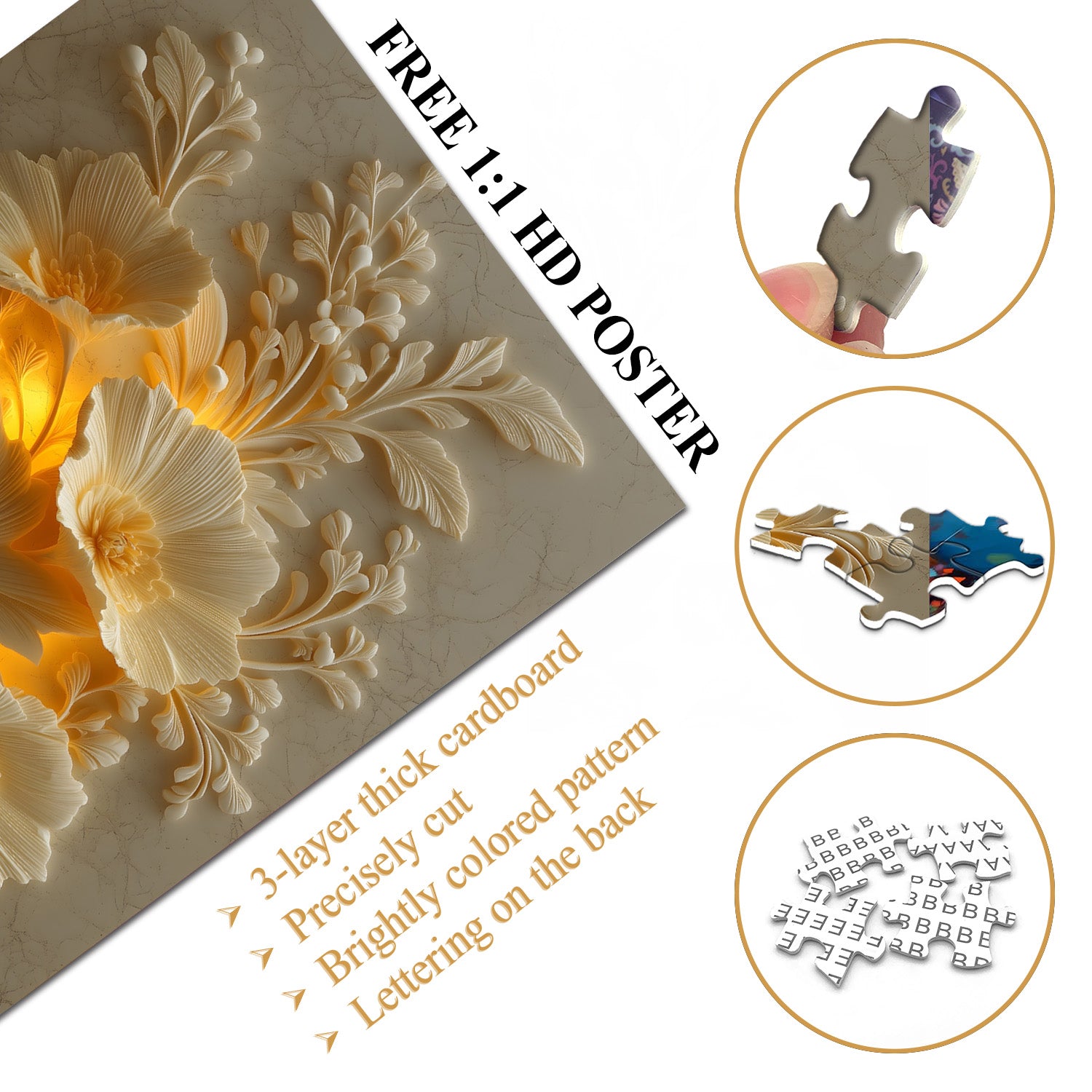 Golden Flower Relief Jigsaw Puzzle 1000 Pieces