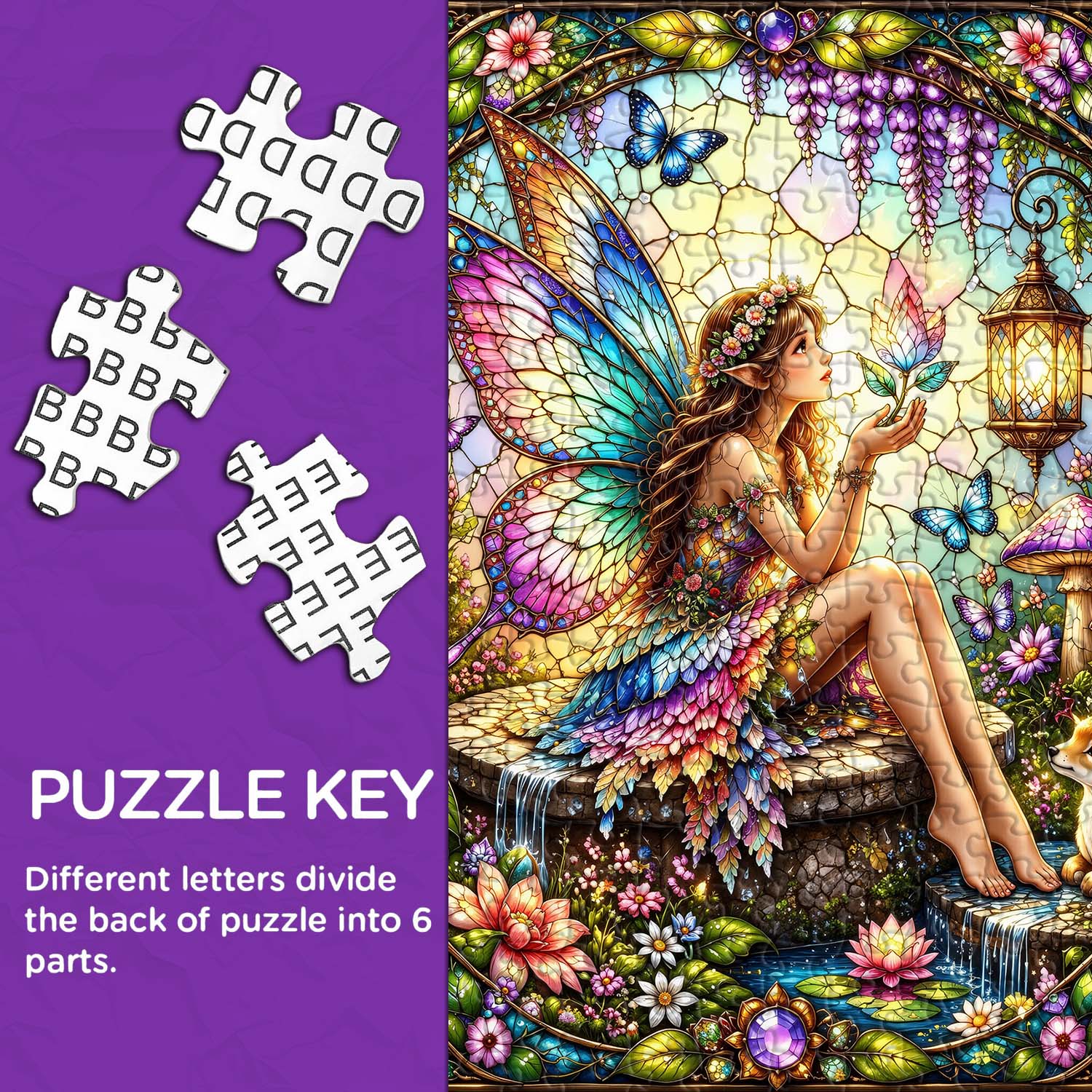 Buntglas-Feen-Puzzle, 1000 Teile