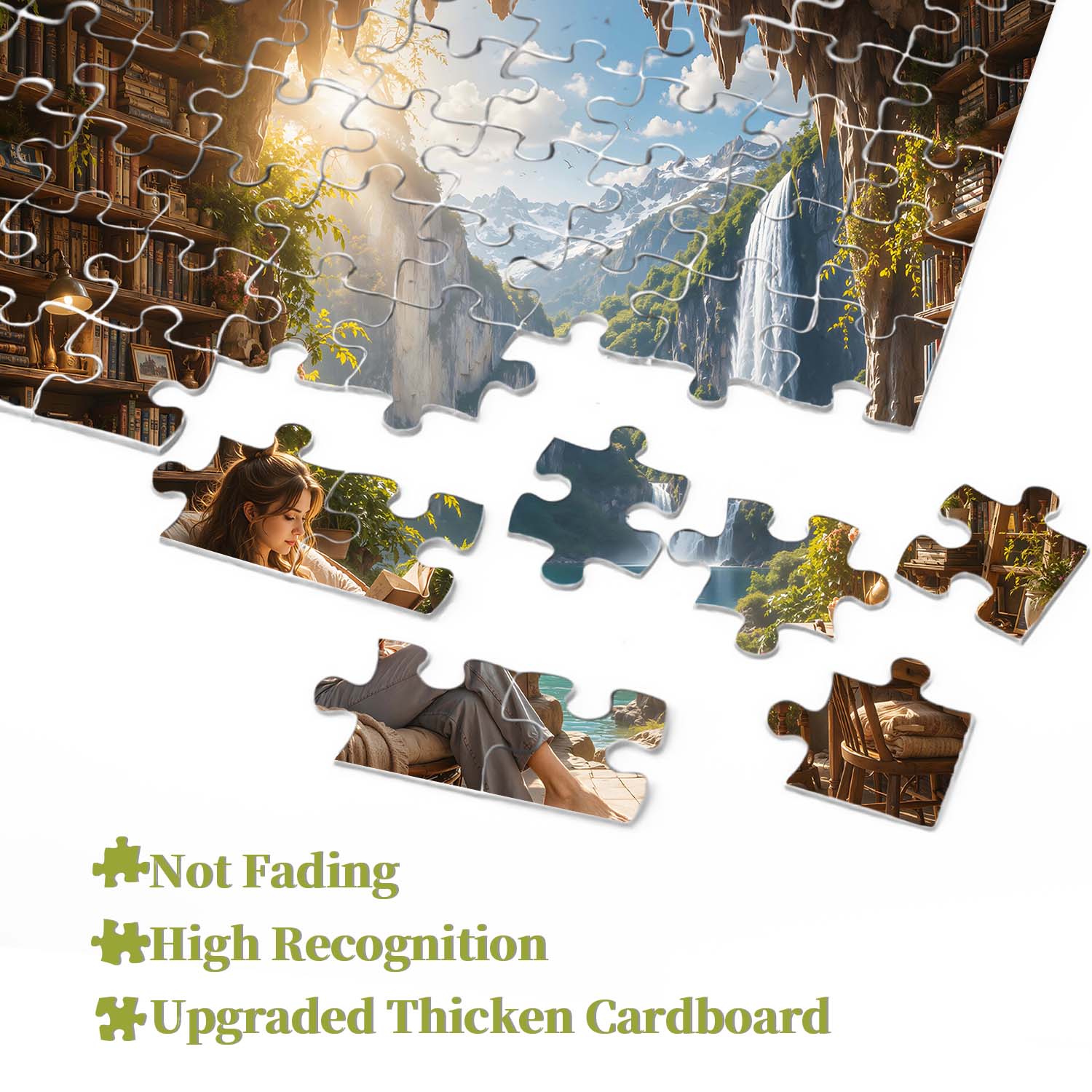 Mountain Waterfall Library Jigsaw Puzzle 1000 Pieces