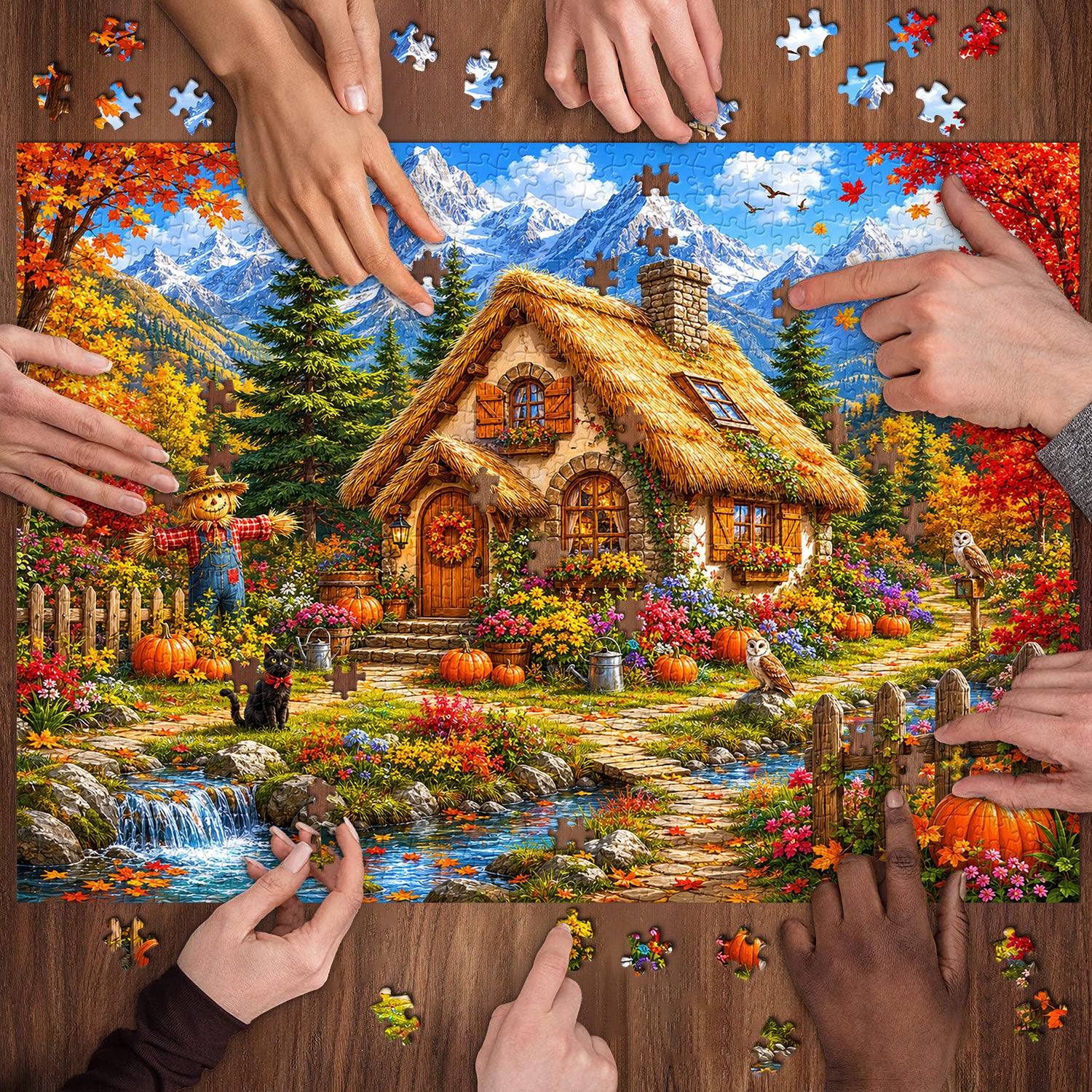 Fall Pumpkin Cottage Jigsaw Puzzle 1000 Pieces