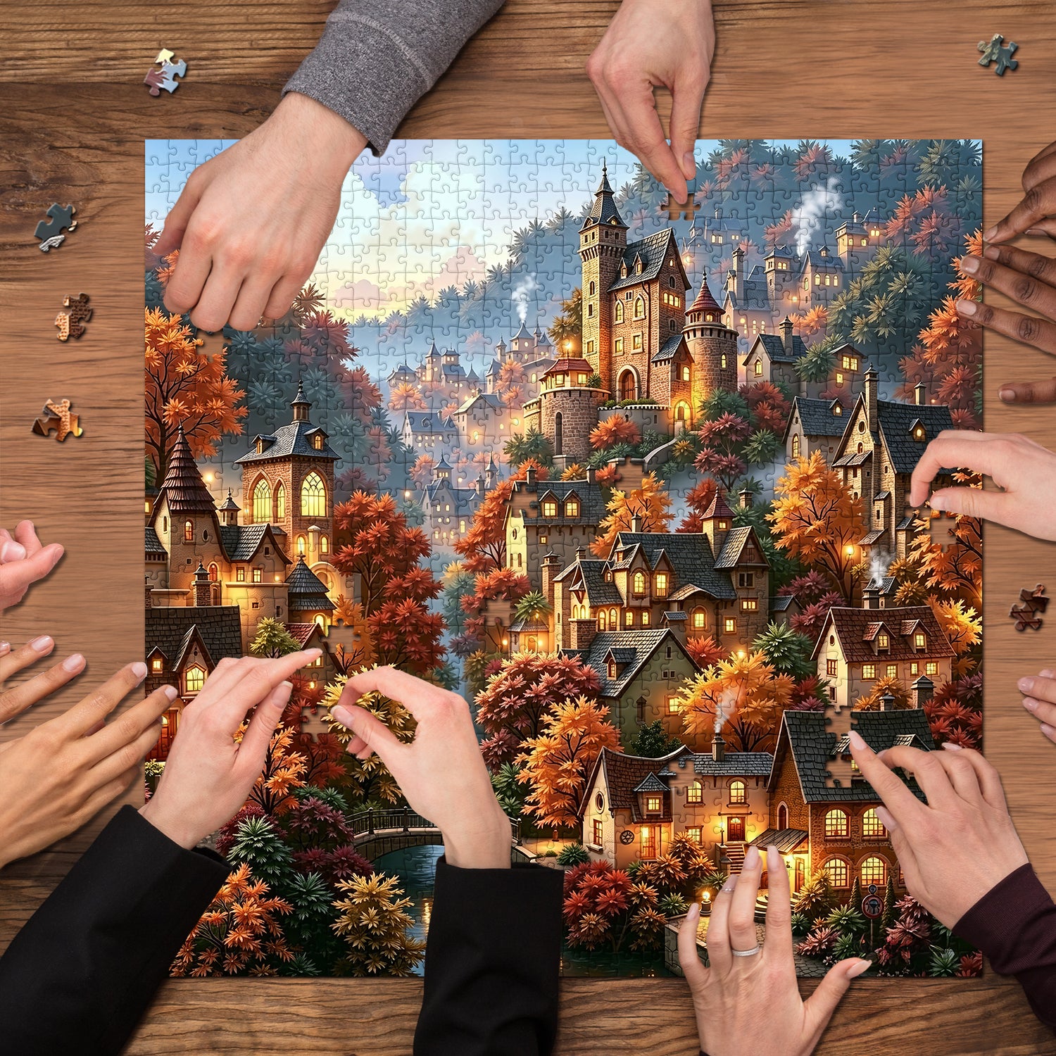 Autumn Mountain Hamlet Jigsaw Puzzle 1000 Pieces
