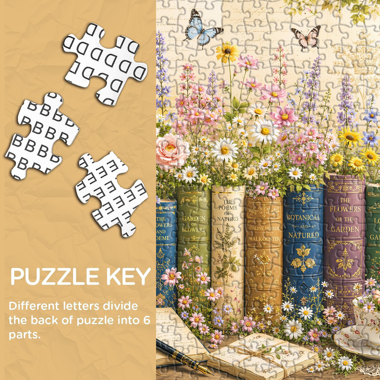 Vintage Book Blooms Jigsaw Puzzle 1000 Pieces