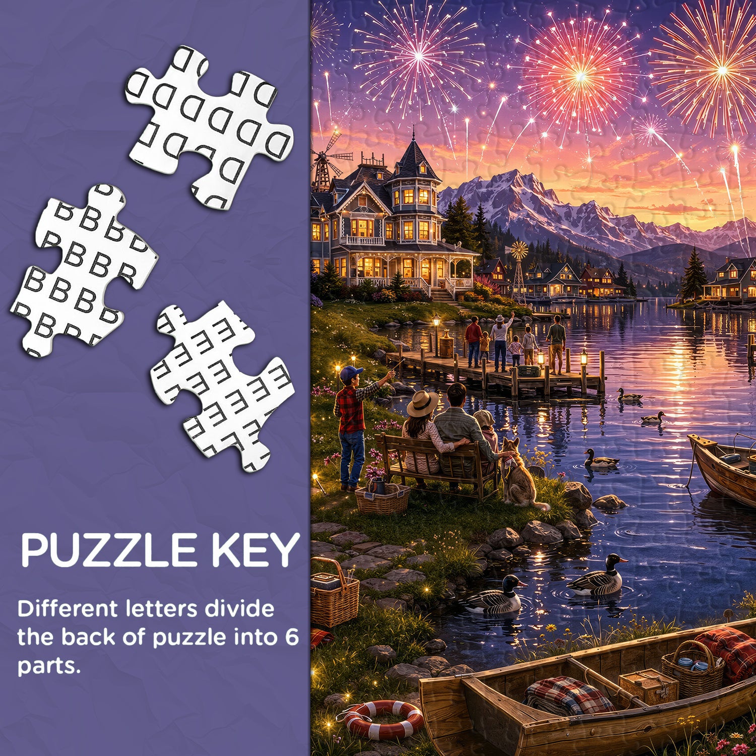 Lakeside Firework Glow Jigsaw Puzzle 1000 Pieces