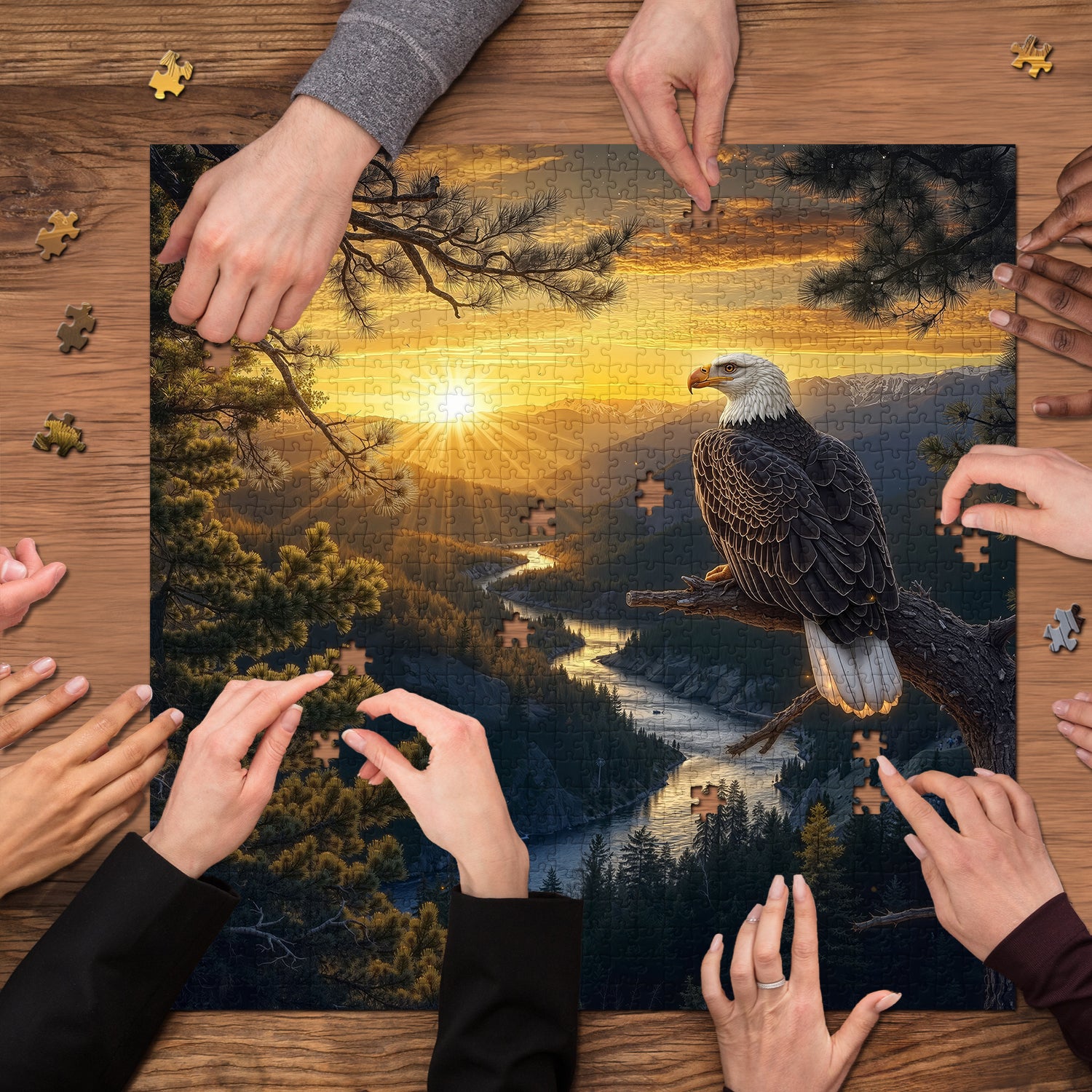 Adler bei Sonnenuntergang Puzzle 1000 Teile