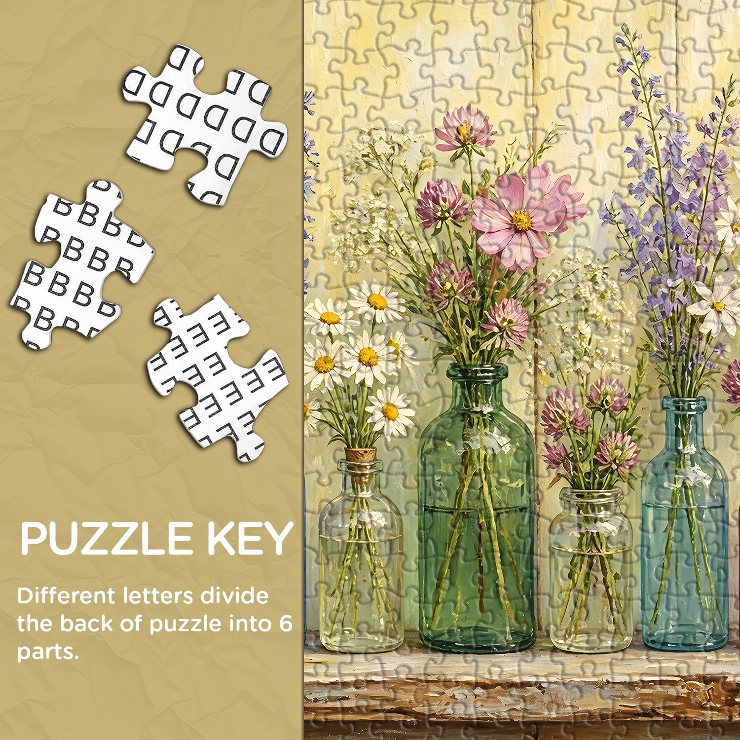 Wildflowers in Bottles Jigsaw Puzzle 1000 Pieces