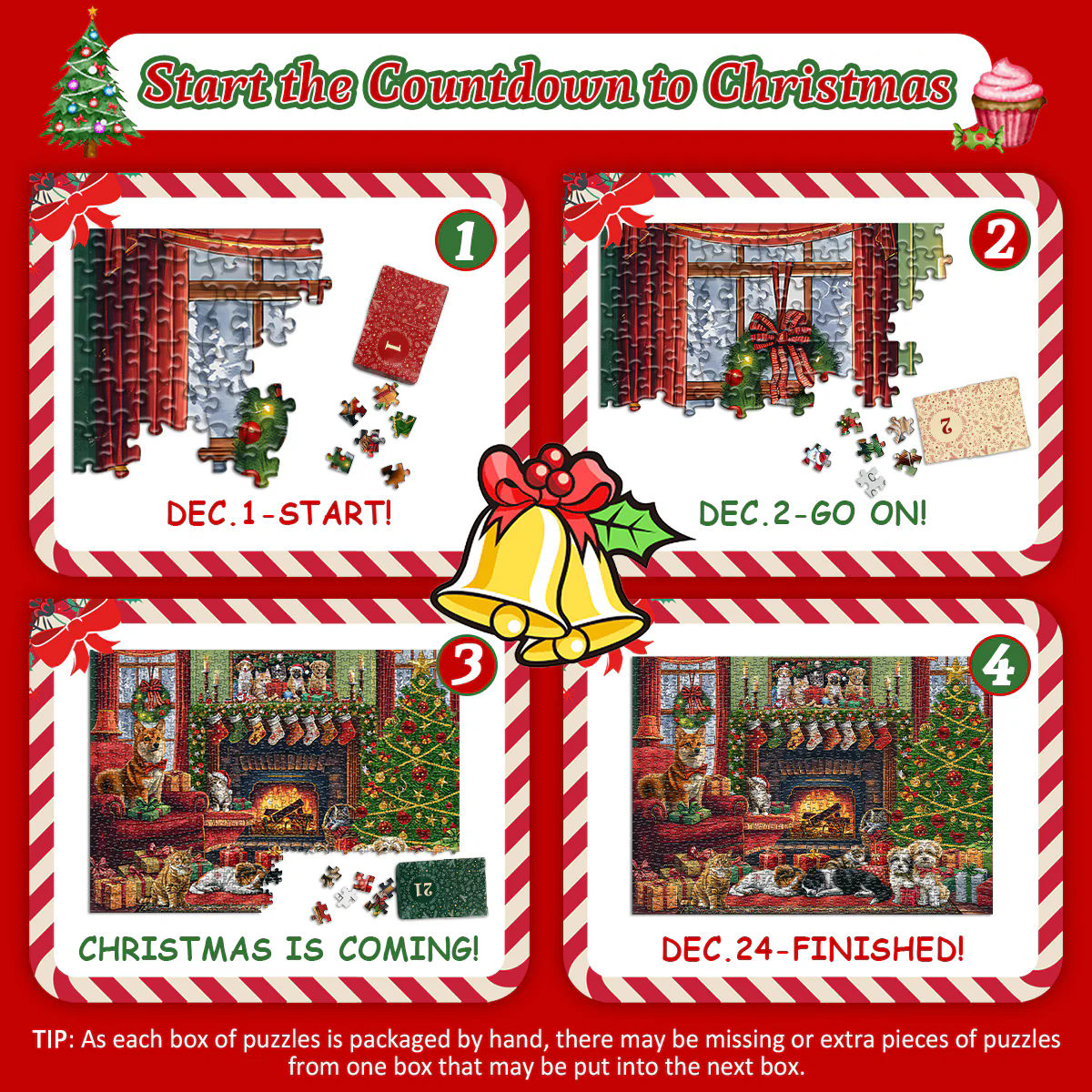 Cozy Christmas Advent Calendar Jigsaw Puzzle 1000 Pieces