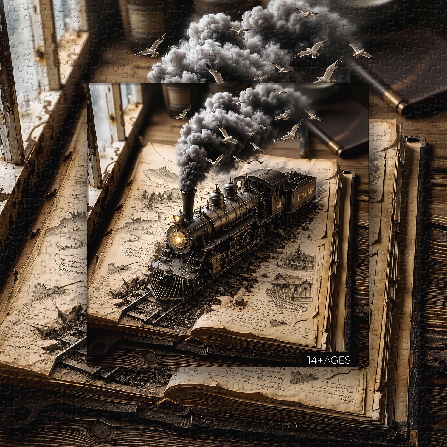 Vintage Book Trains Jigsaw Puzzle 1000 Pieces