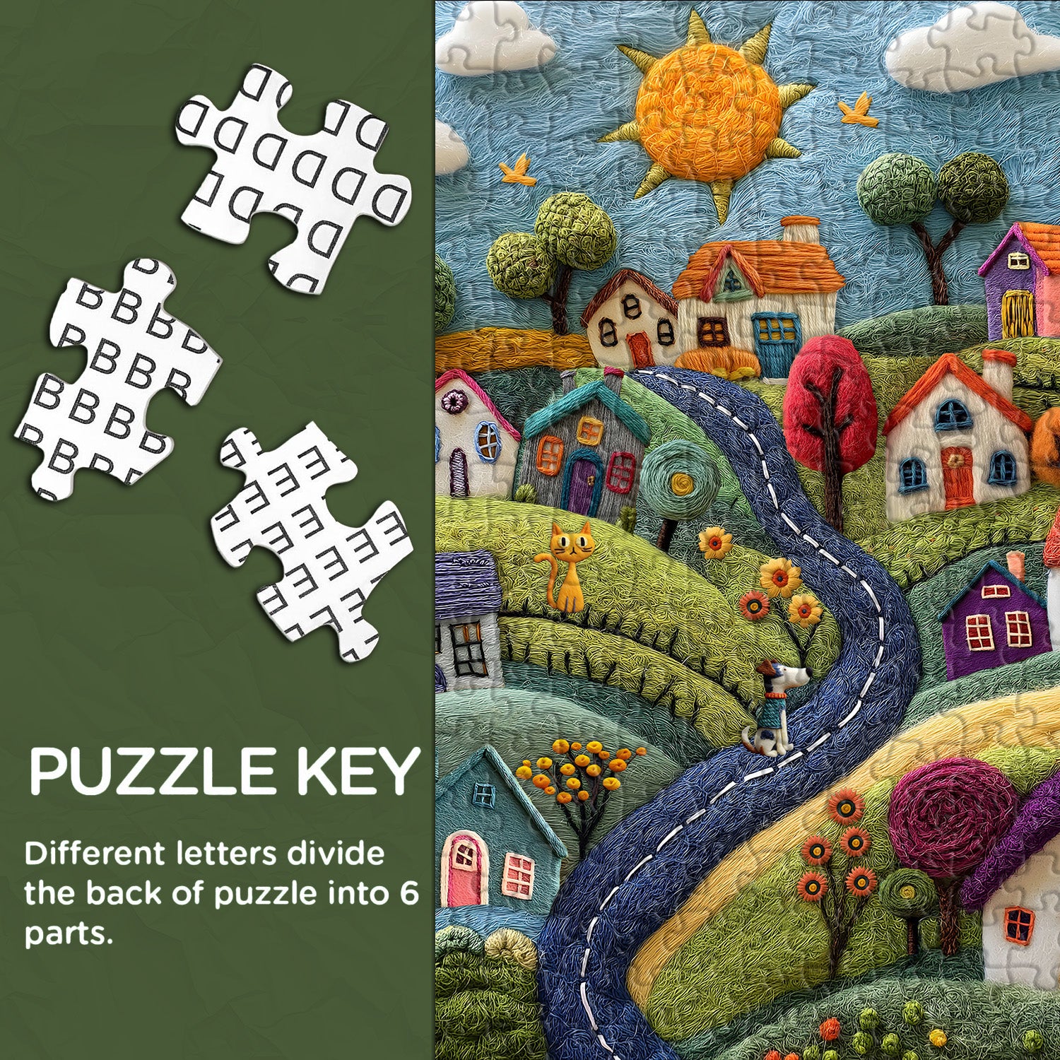 Whimsical Wool Village Jigsaw Puzzle 1000 Pieces