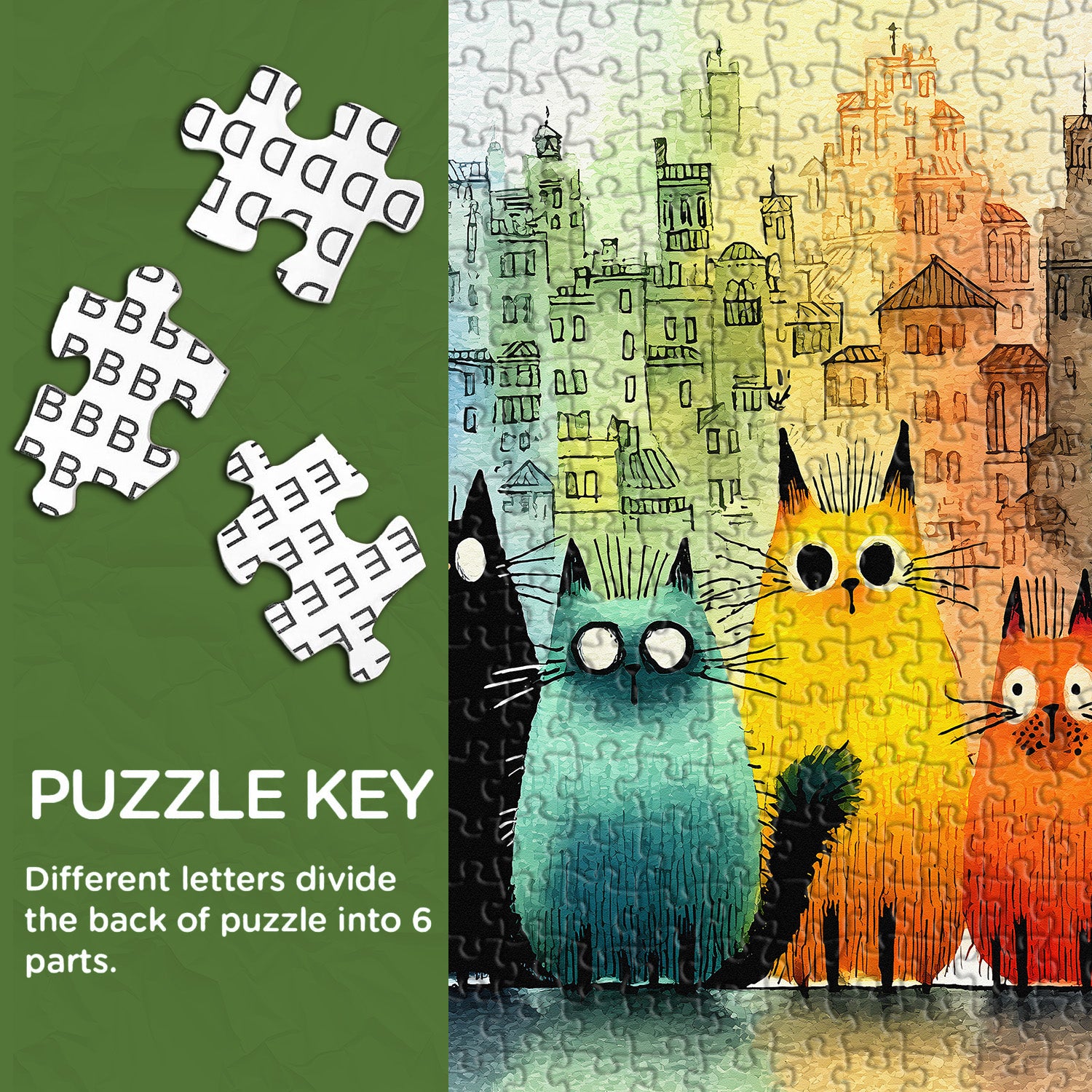 Chromatische Katzen Puzzle 1000 Teile