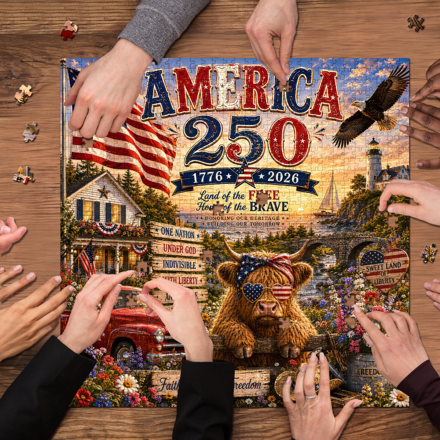 Patriotisches Hochlandkuh-Puzzle, 1000 Teile