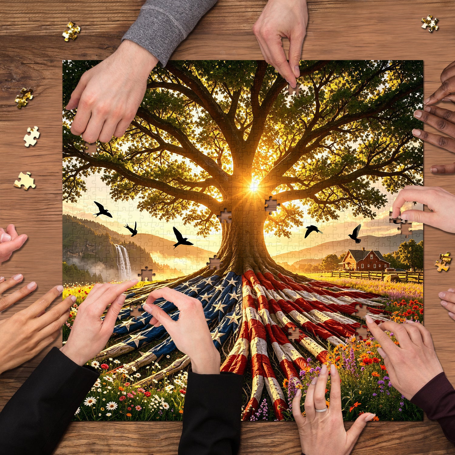 Flag Roots Sunset Oak Puzzle 1000 Teile