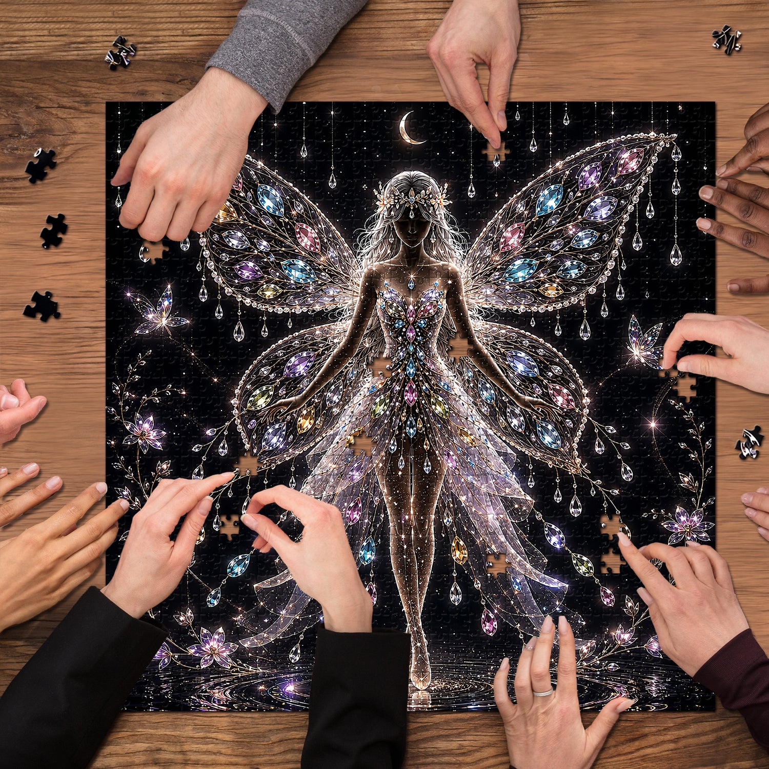 Edelstein-Feen-Silhouette-Puzzle, 1000 Teile