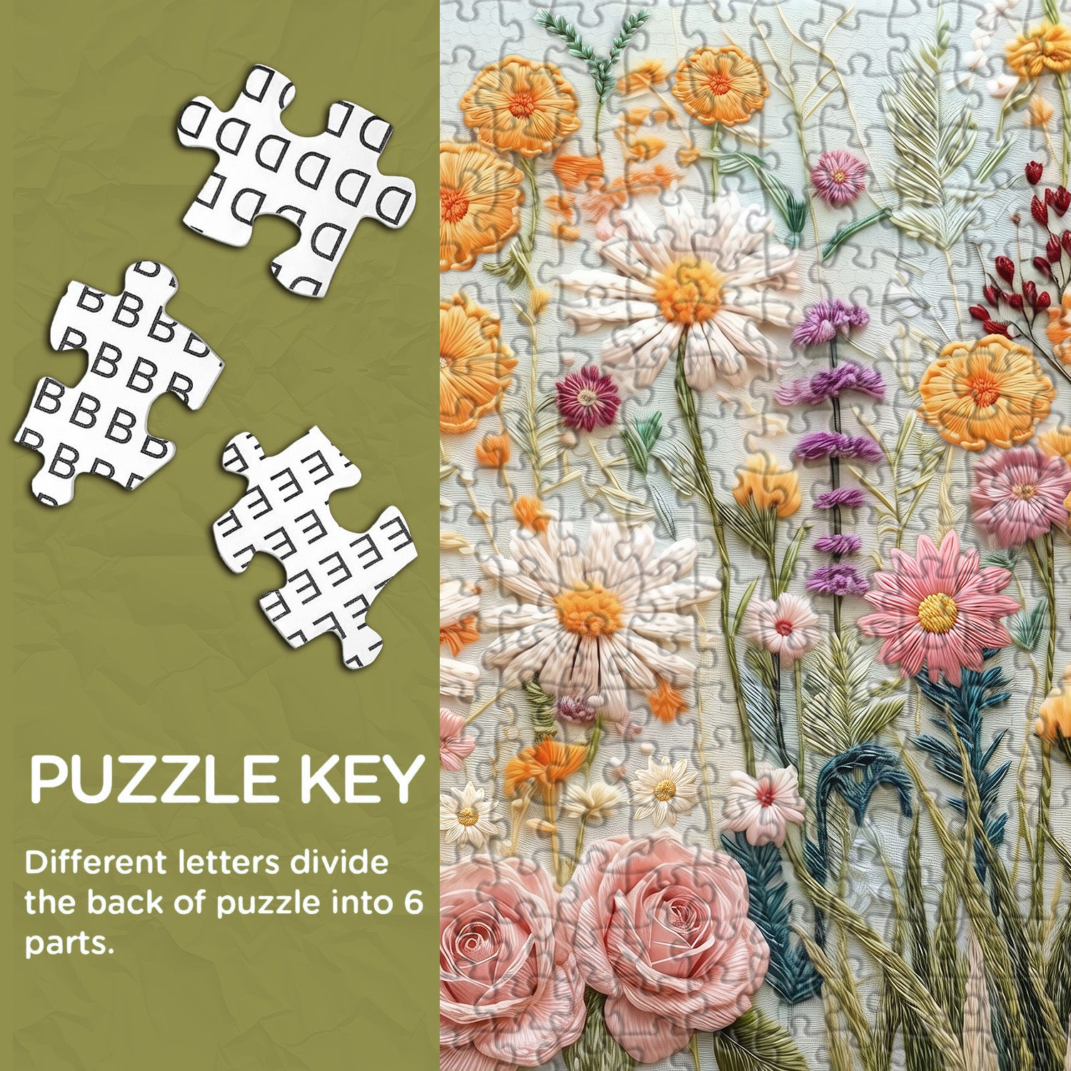 Embroidered Flowers Jigsaw Puzzle 1000 Pieces