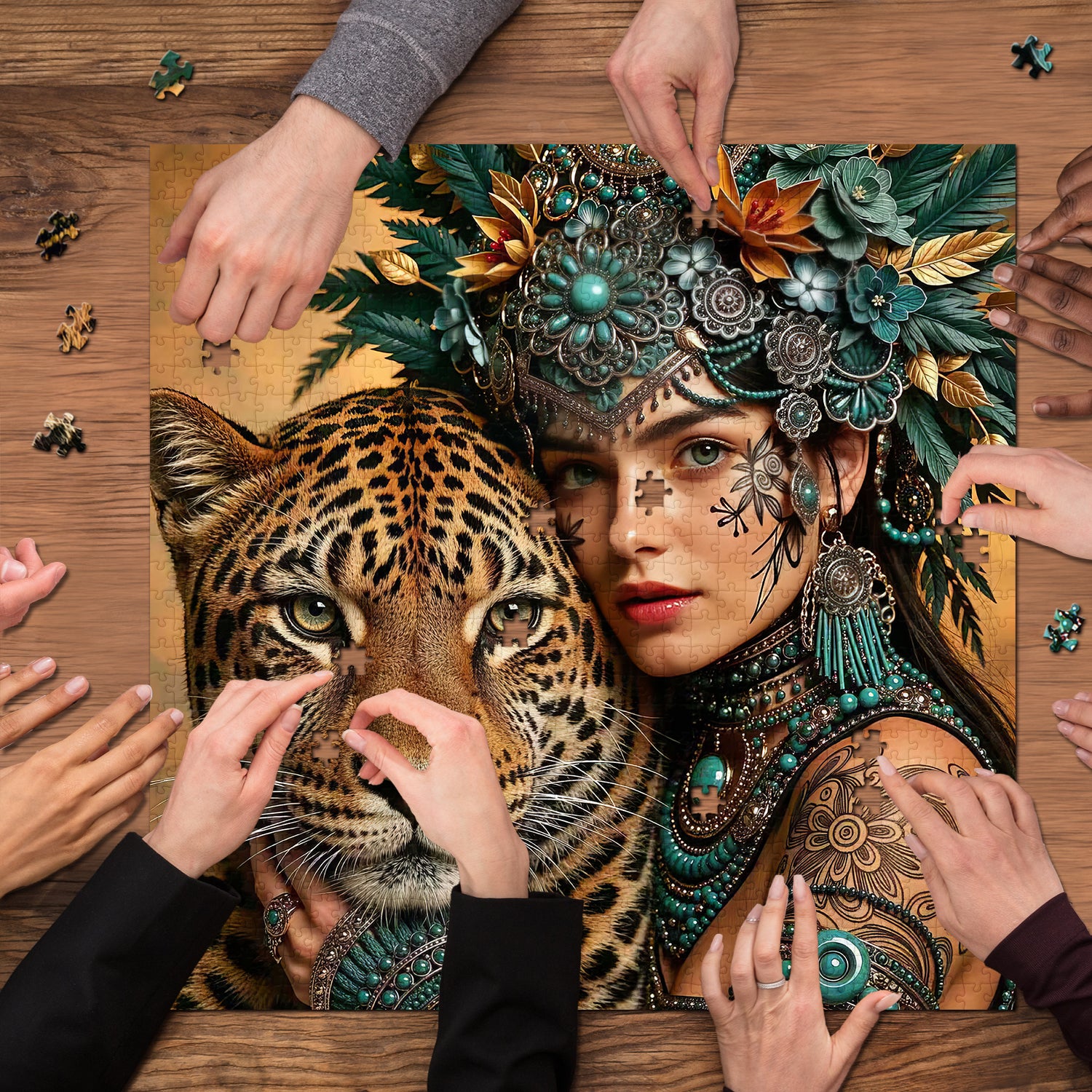 Tribal Feline Jigsaw Puzzle 1000 Pieces