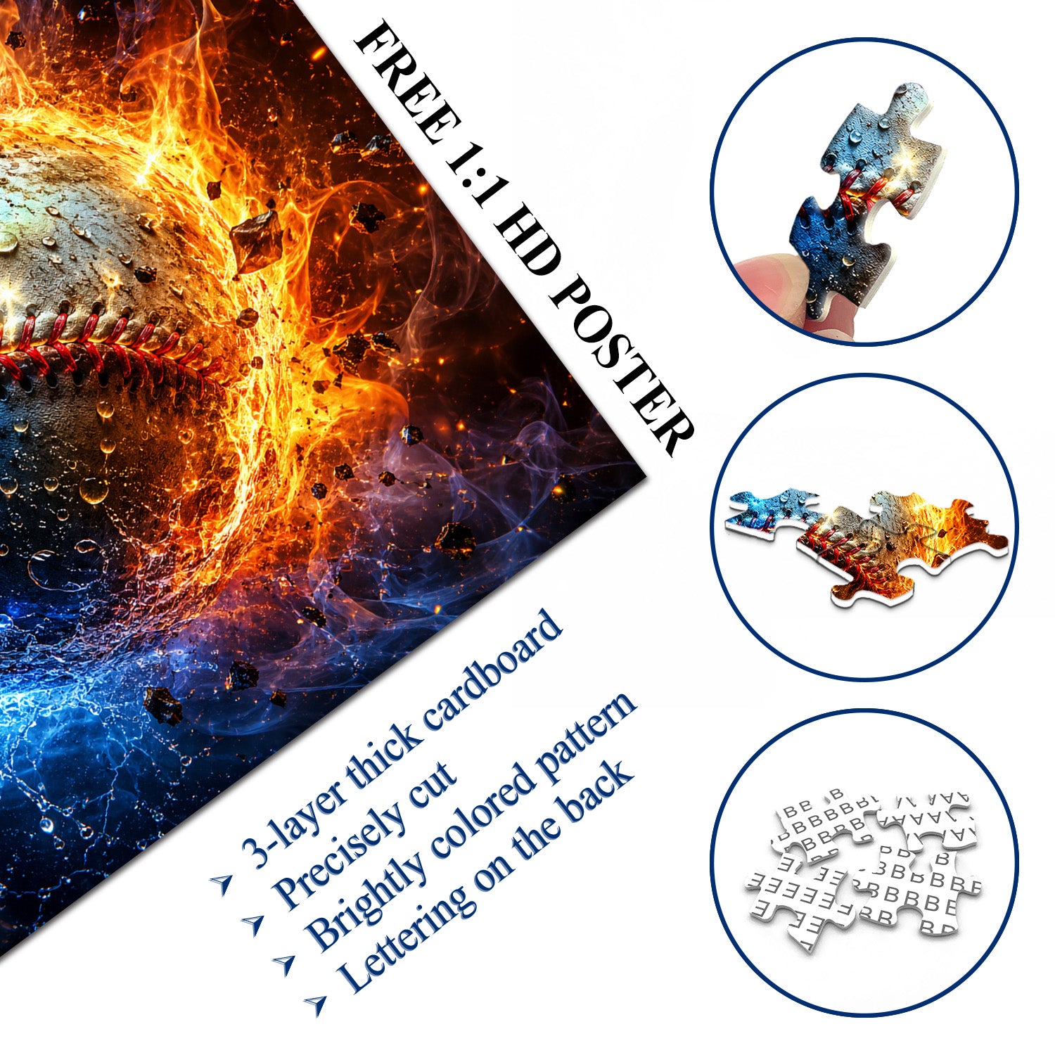 Fire Ice Baseball Jigsaw Puzzle 1000 Pieces