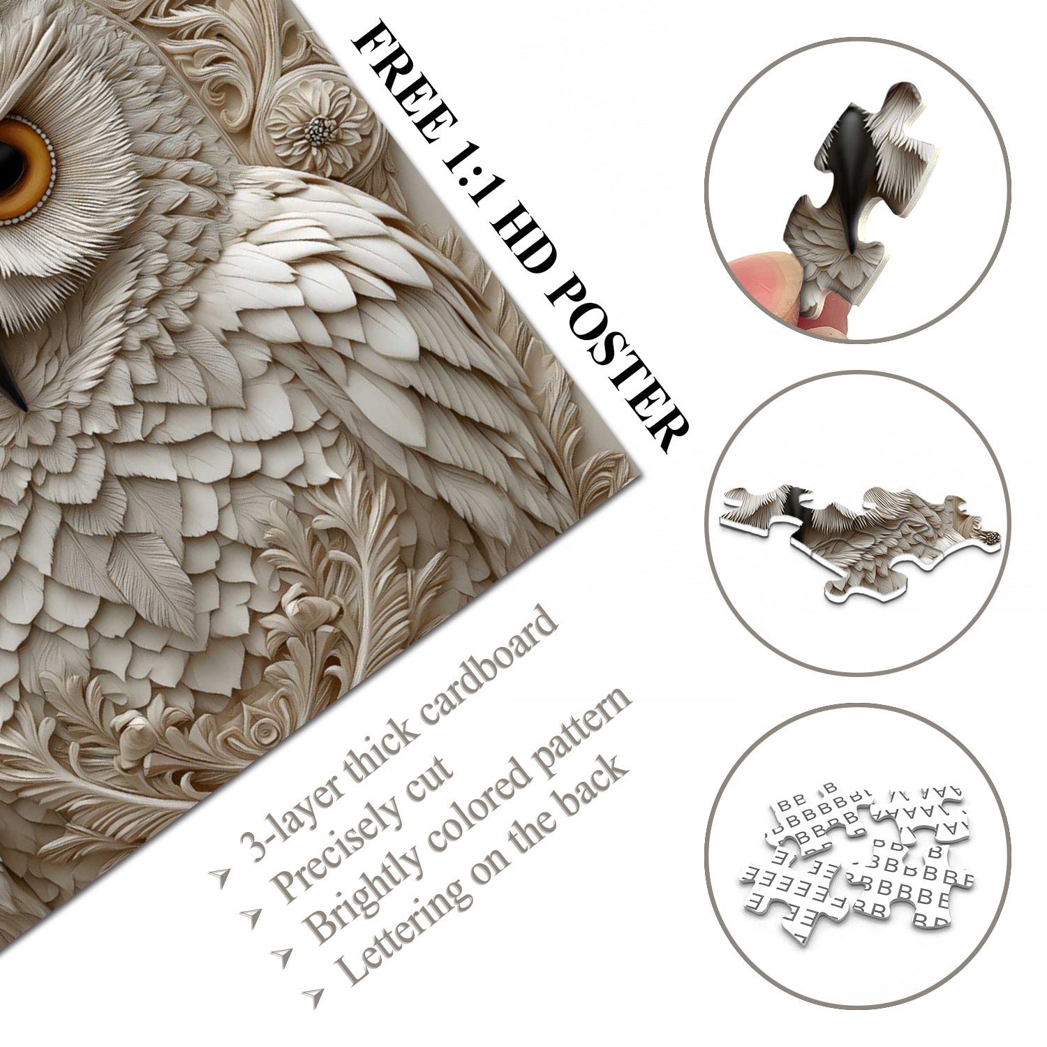 Geschnitztes Eulen-Puzzle 1000 Teile