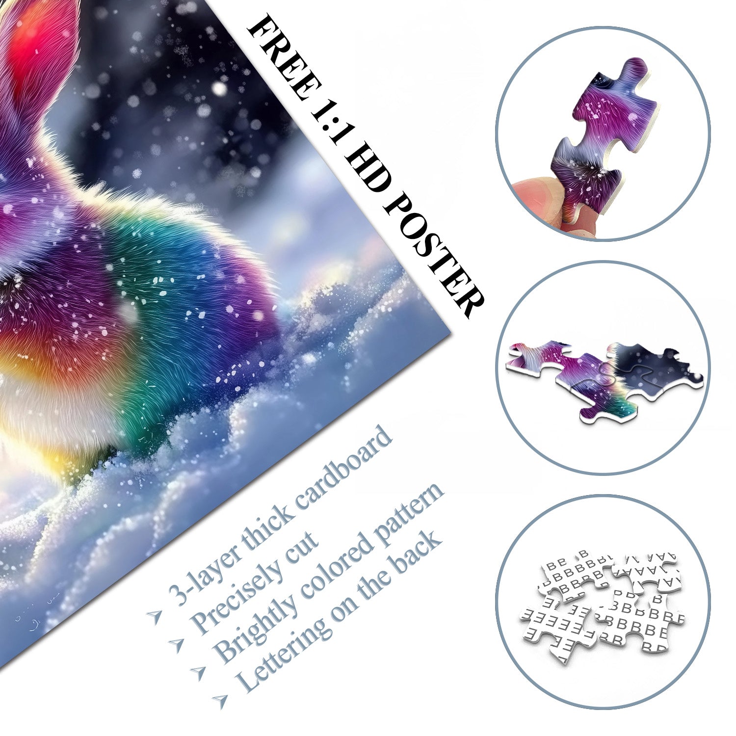 Snowy Hued Rabbit Jigsaw Puzzle 1000 Pieces