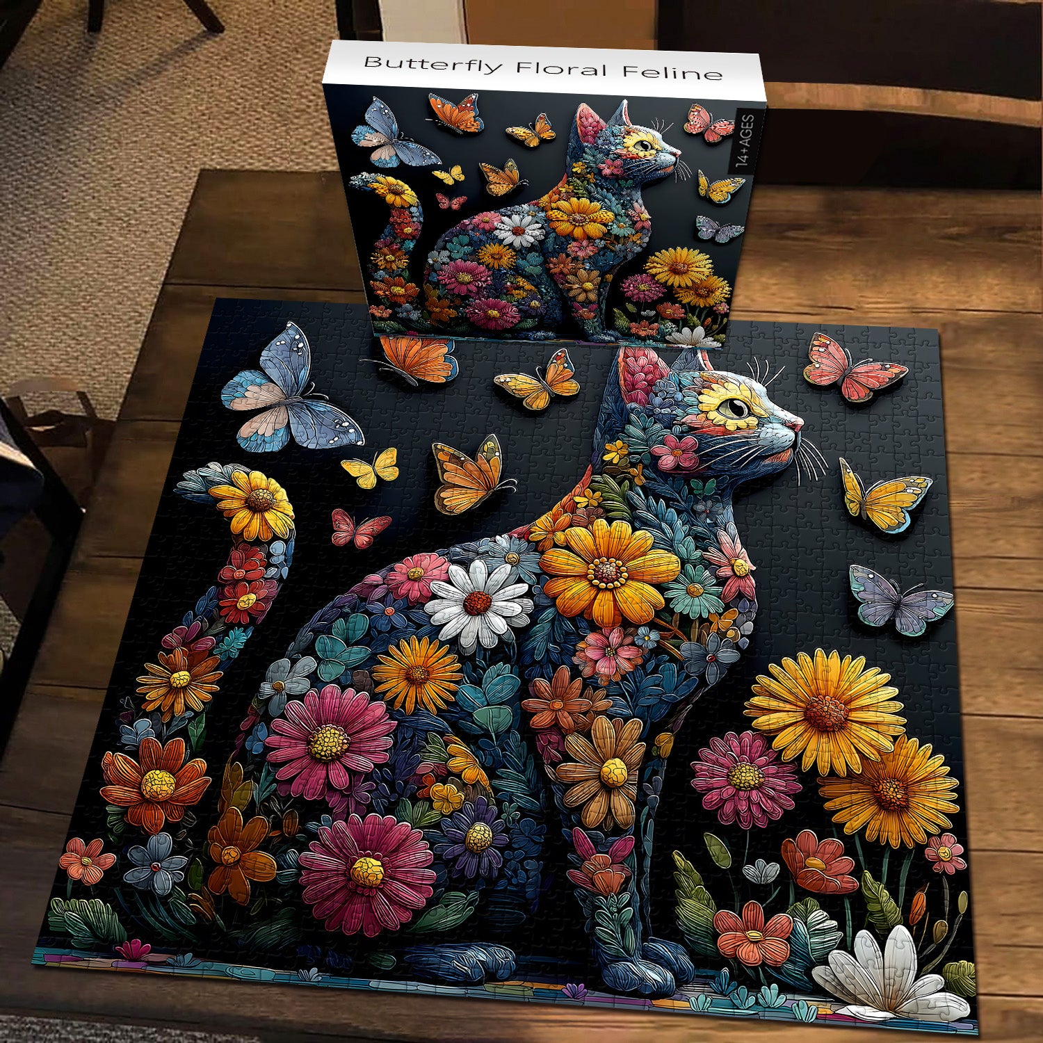 Butterfly Floral Feline Jigsaw Puzzle 1000 Pieces