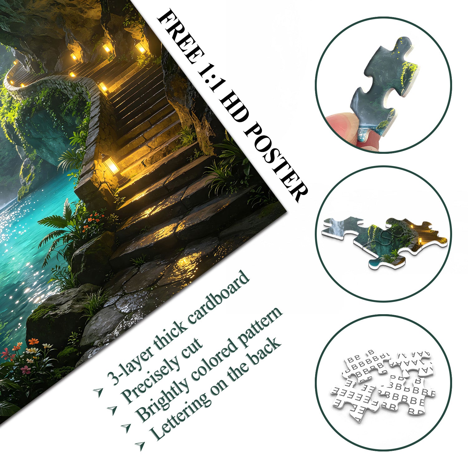 Türkisfarbenes Pool-Grotto-Puzzle, 1000 Teile