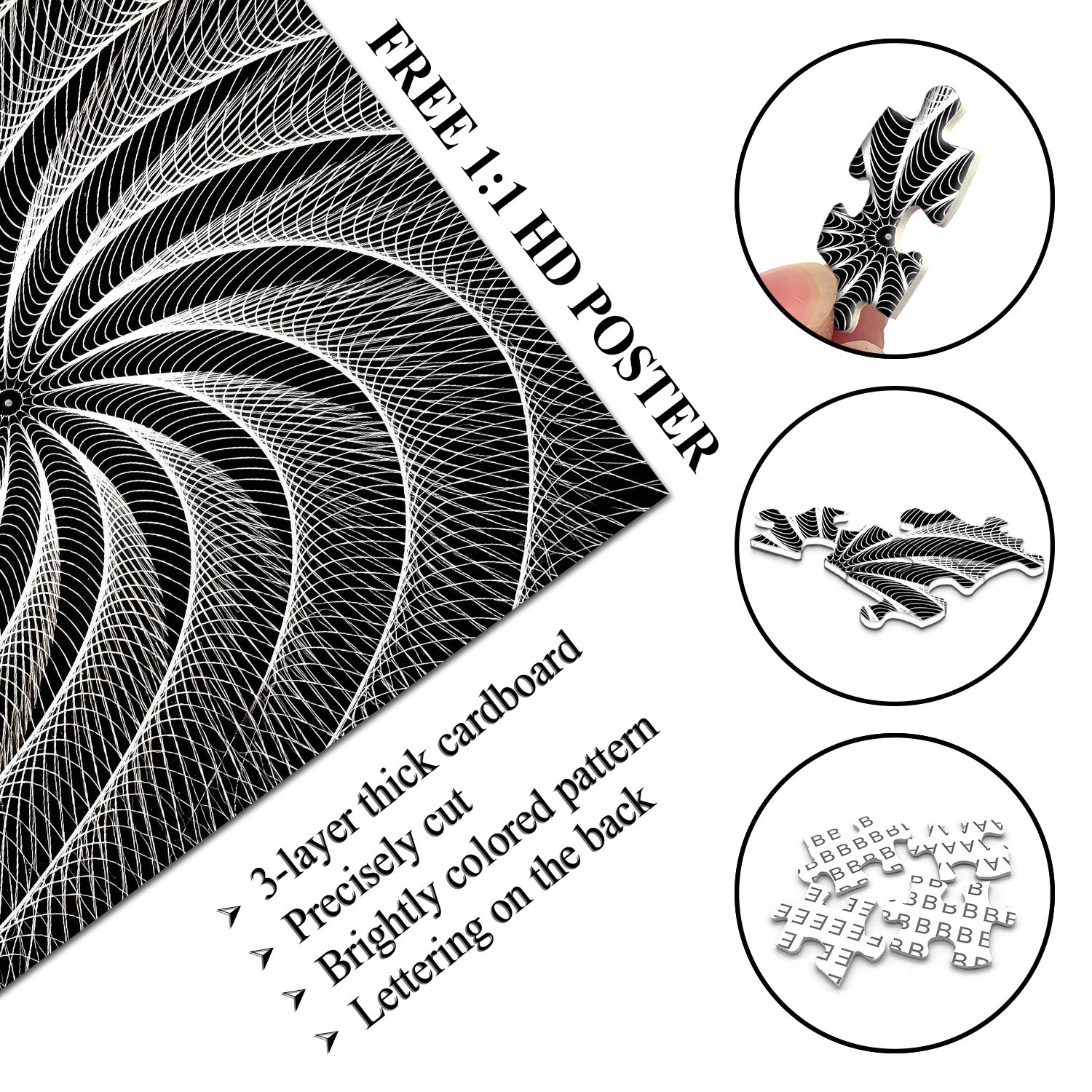 Black White Vortex Jigsaw Puzzle 1000 Pieces